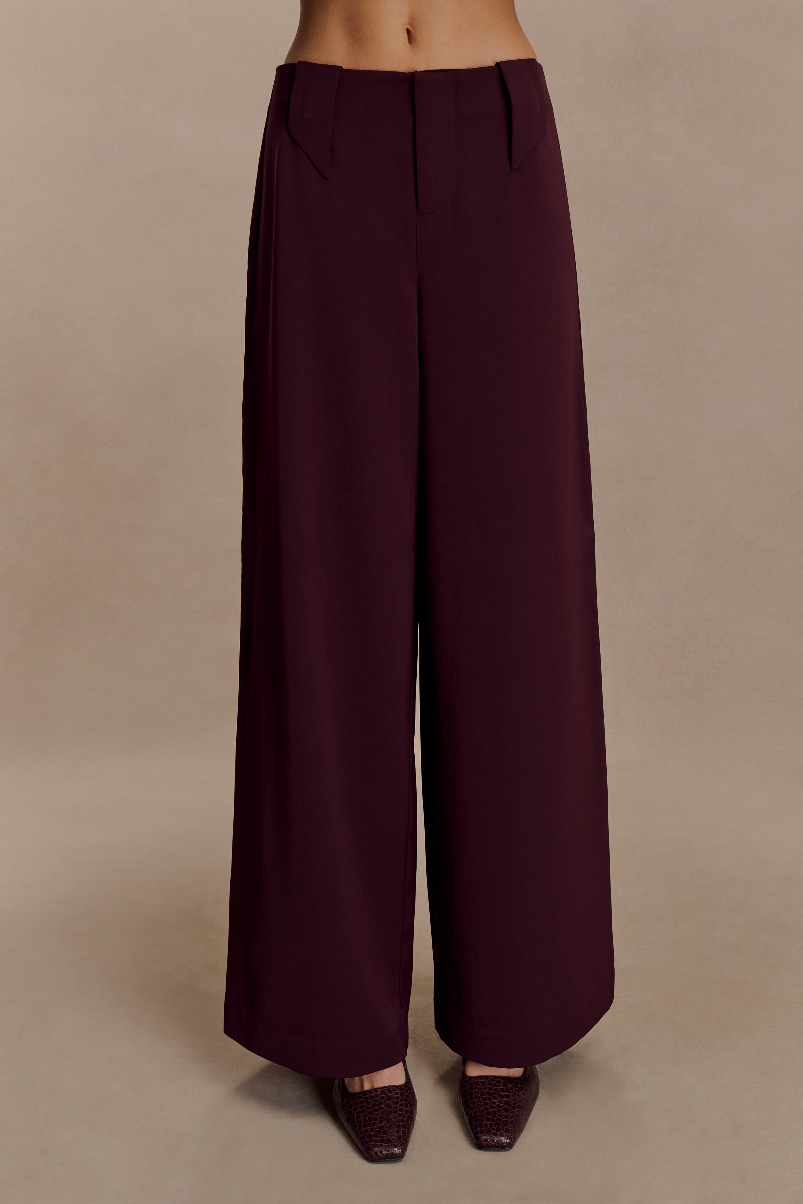 Arlo Wide Leg Suiting Trouser - Mahogany
