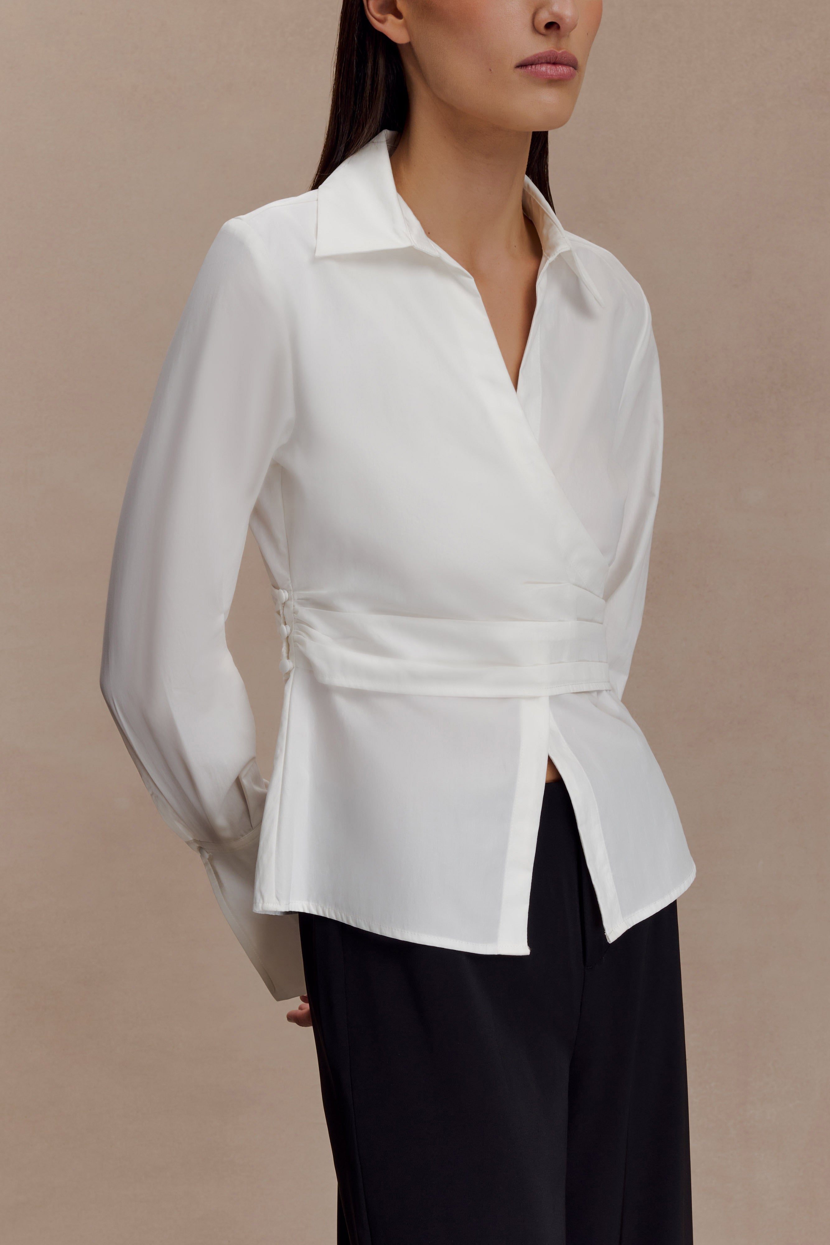Eugenia Wrap Cotton Shirt - White