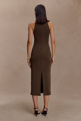 Kennedy High Neck Midi Dress - Chocolate