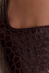 Maren Faux Leather Crocodile Heel - Chocolate
