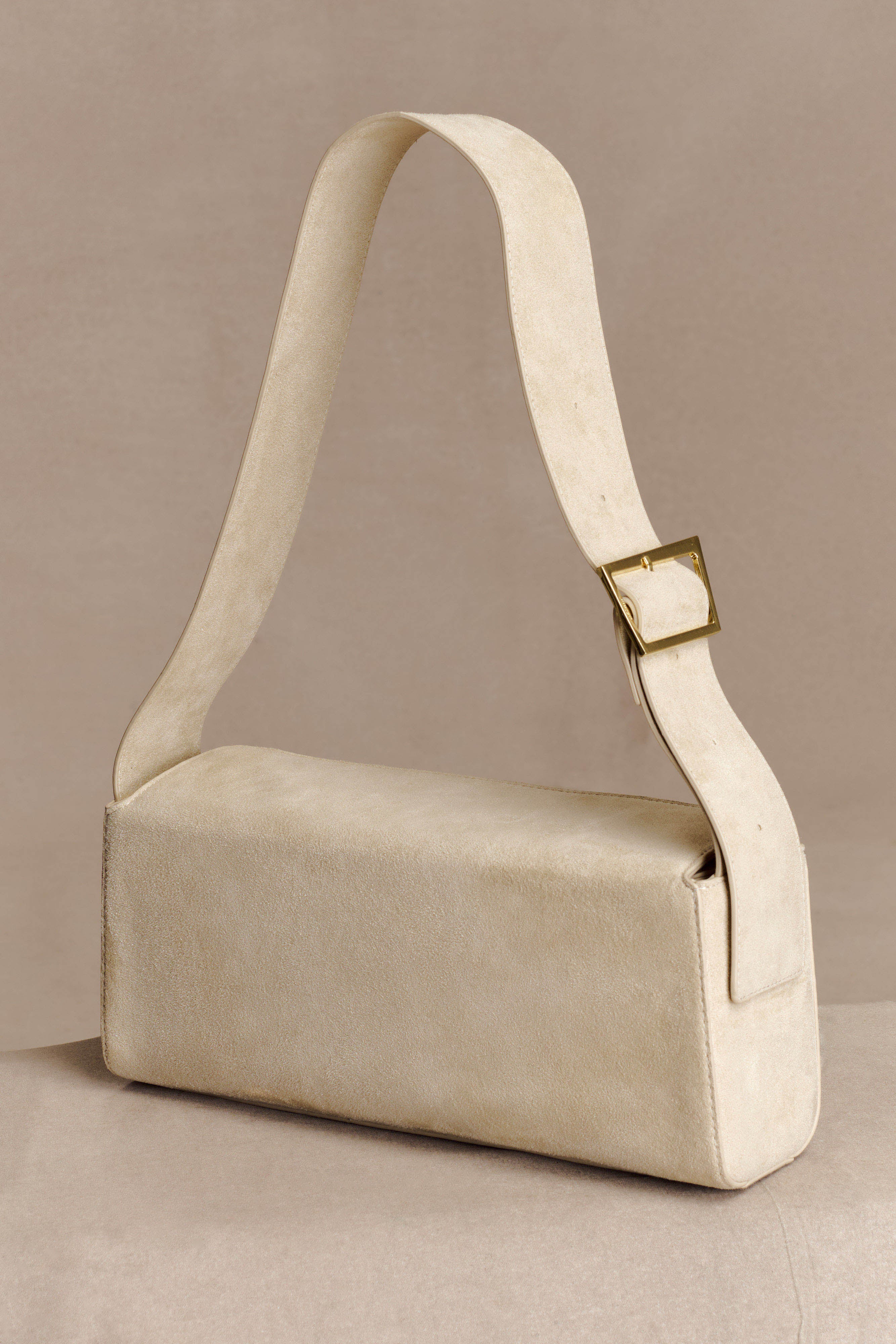 Maria Faux Suede Shoulder Bag - Stone