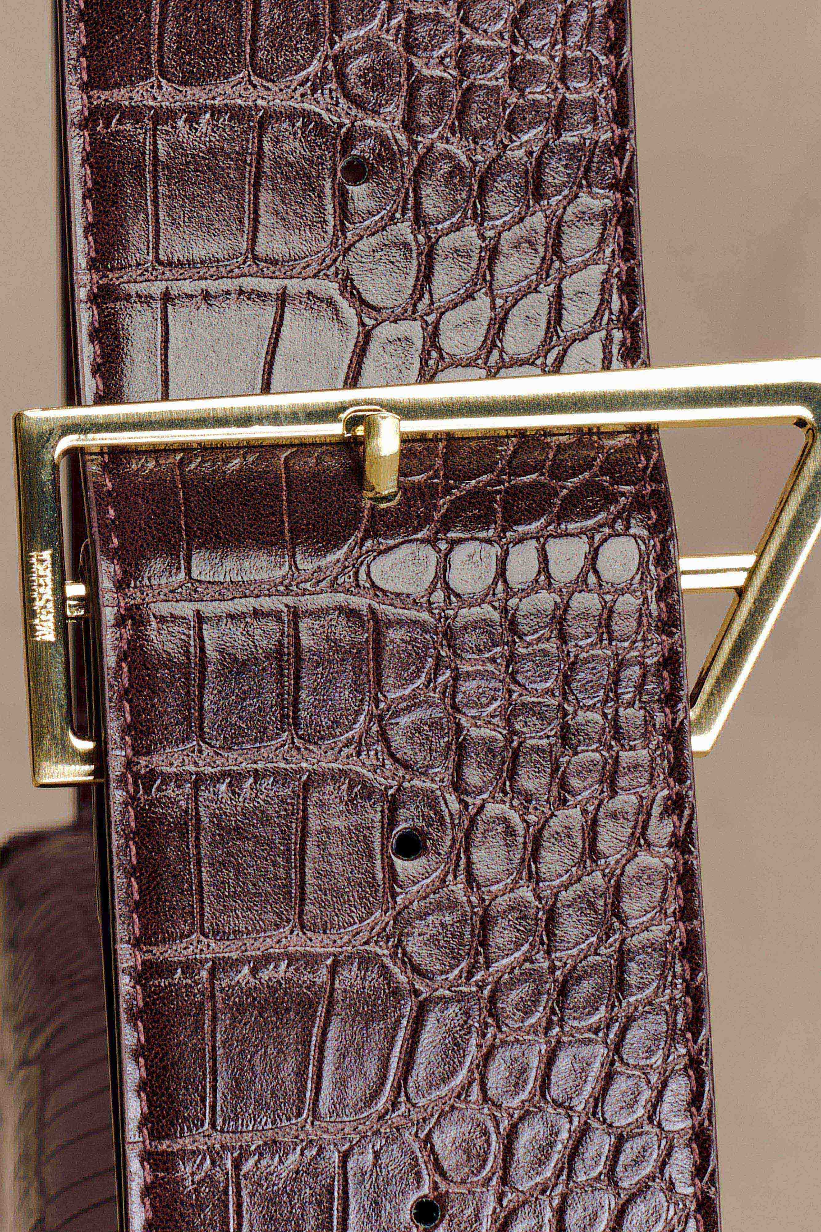 Maria Faux Leather Crocodile Shoulder Bag - Chocolate