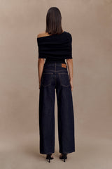 Sierra Asymmetrical Cashmere Blend Knit Top - Black