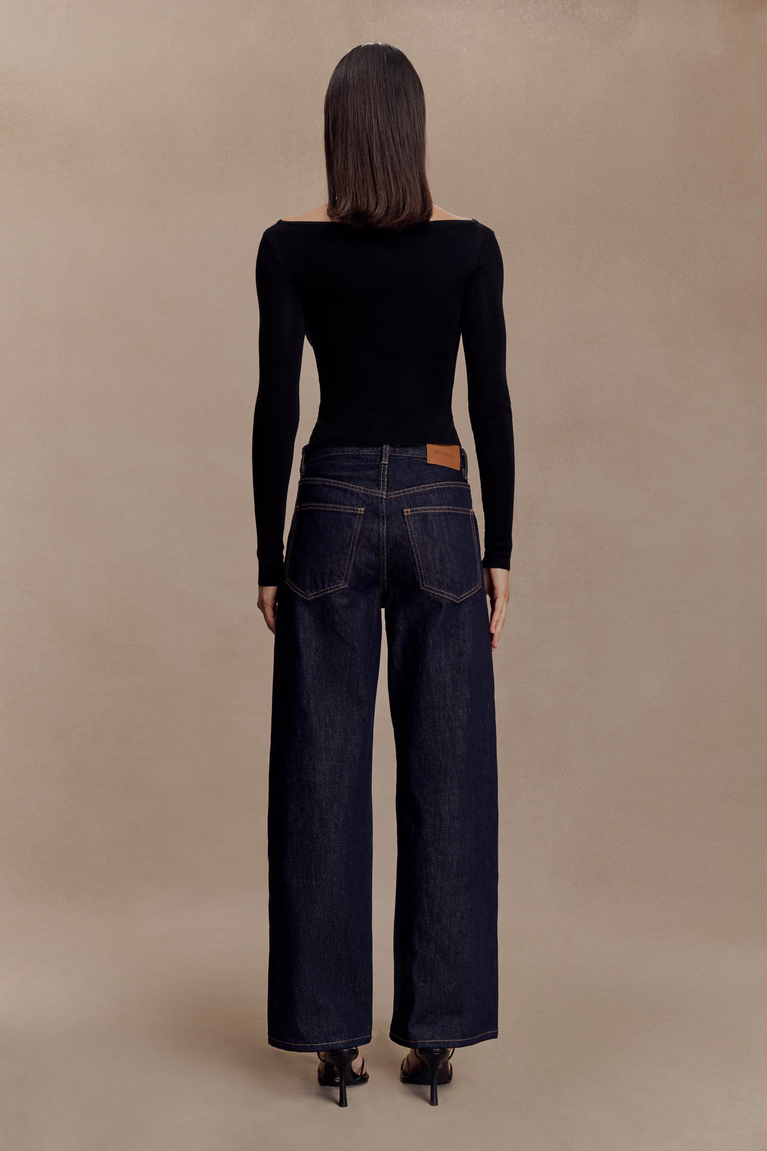 Paedyn Merino Wool Ribbed Long Sleeve Top - Black