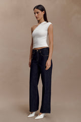 Anna One Shoulder Modal Top - White