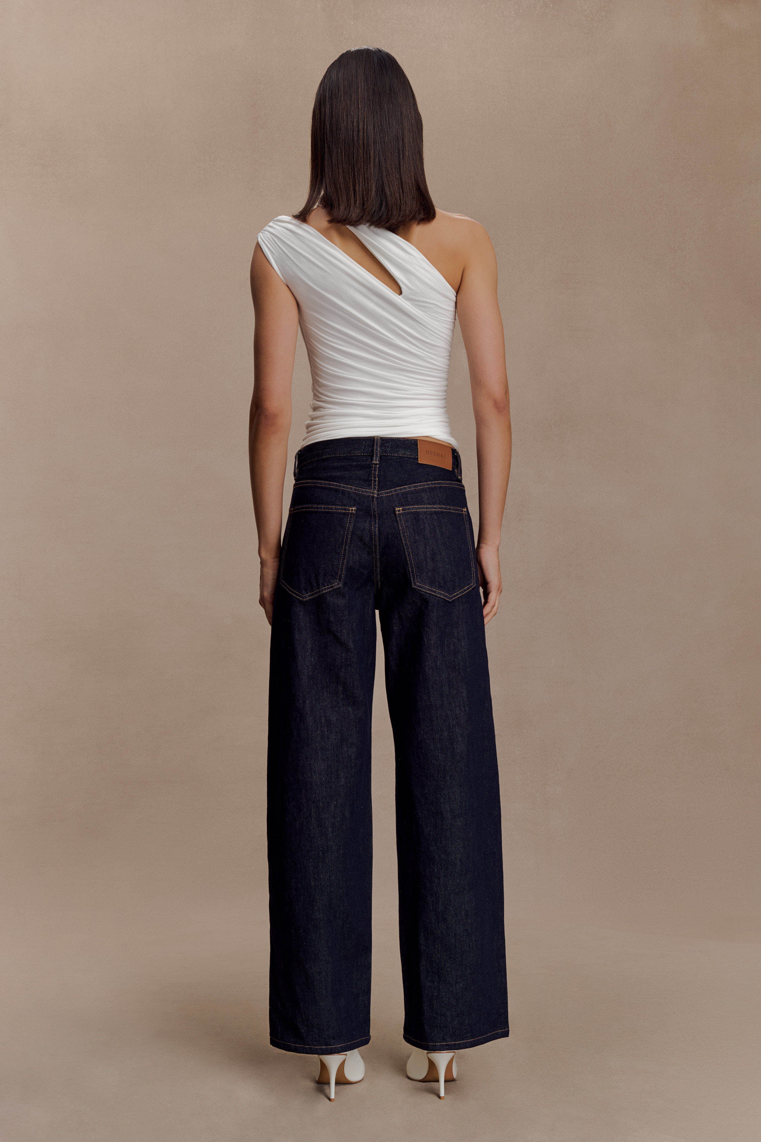 Anna One Shoulder Modal Top - White