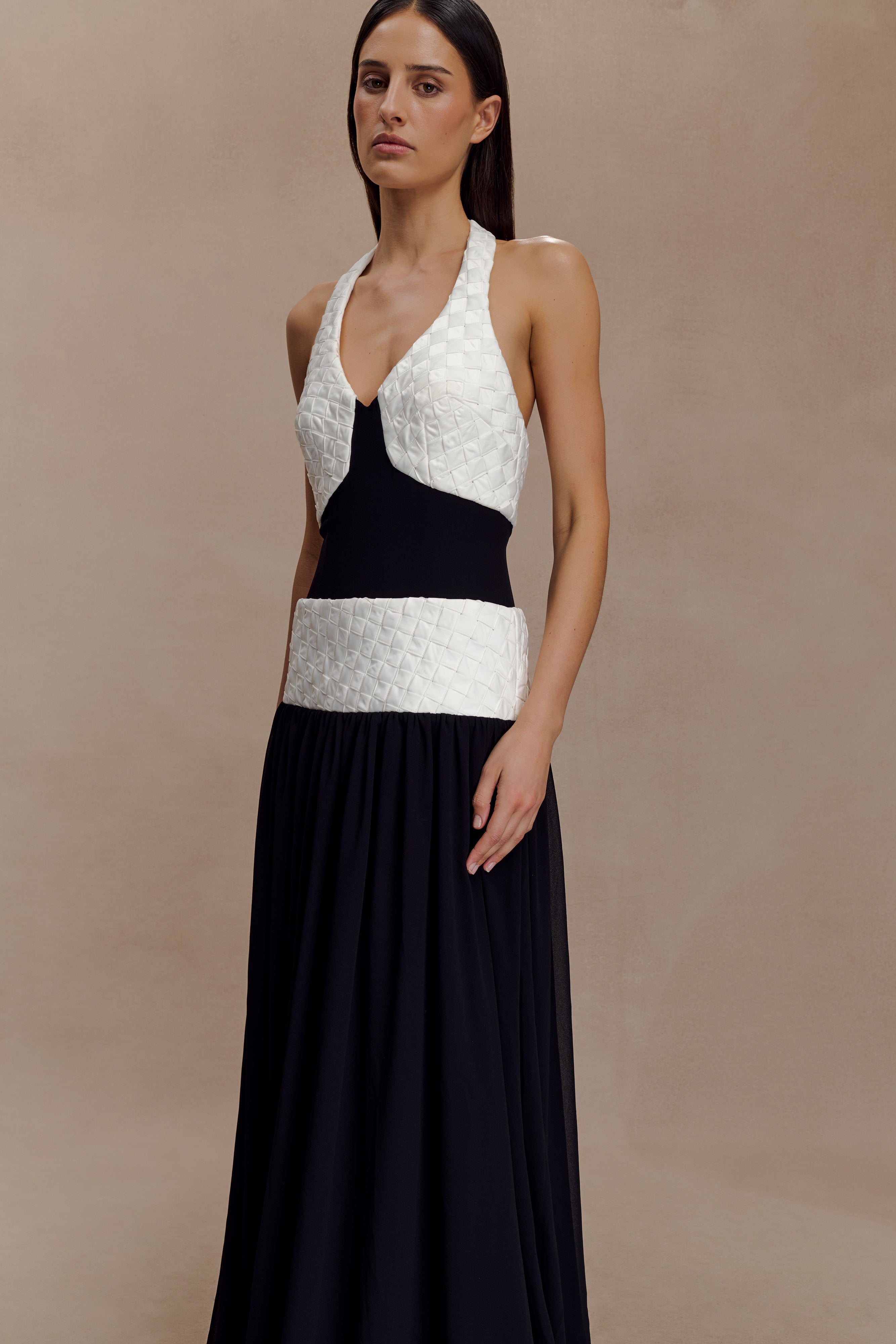 Celine Chiffon Maxi Dress - Black/White