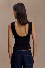 Kyra Open Back Scuba Crepe Top - Black