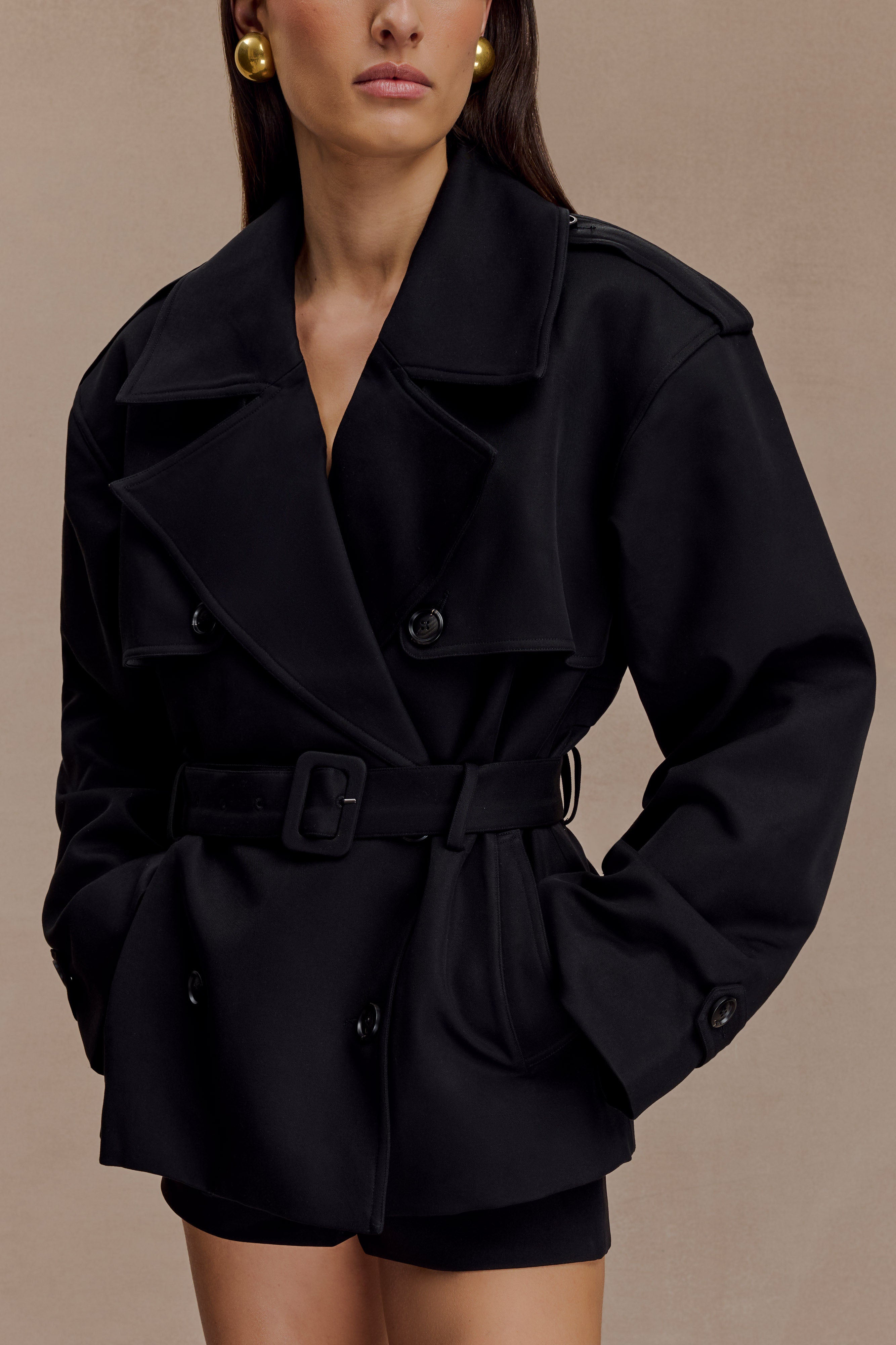 Alden Short Trench Jacket - Black