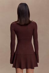 Adena Pointelle Knit Mini Dress - Chocolate