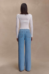 Paedyn Merino Wool Ribbed Long Sleeve Top - Ivory