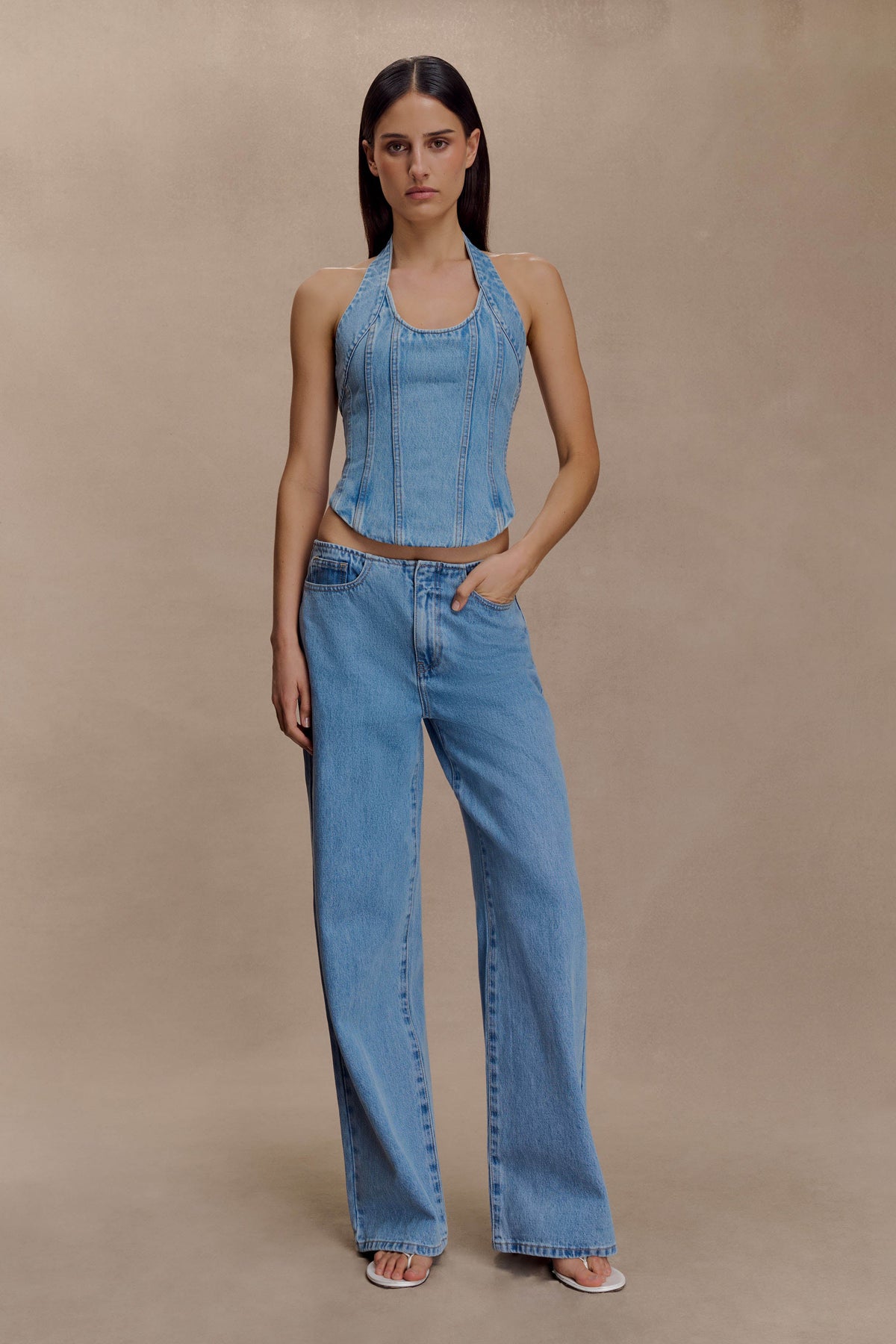 Caitlin Mid Rise Denim Jeans - Classic Blue