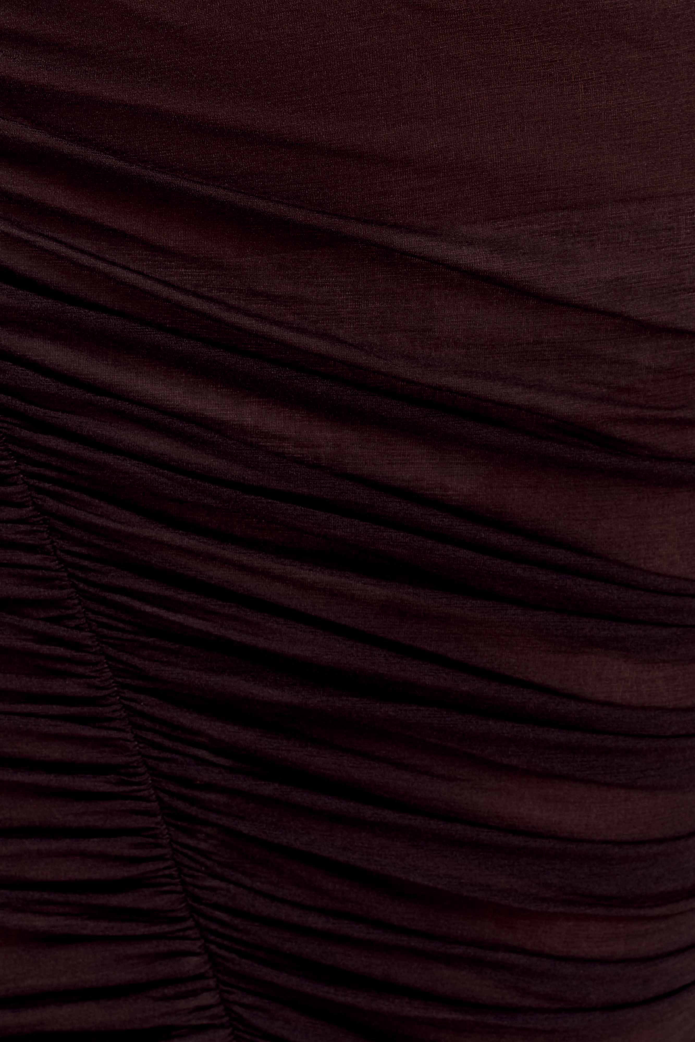 Matilda Ruched Mesh Maxi Skirt - Chocolate