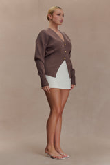 Amanda Statement Button Knit Cardigan - Cacao Brown