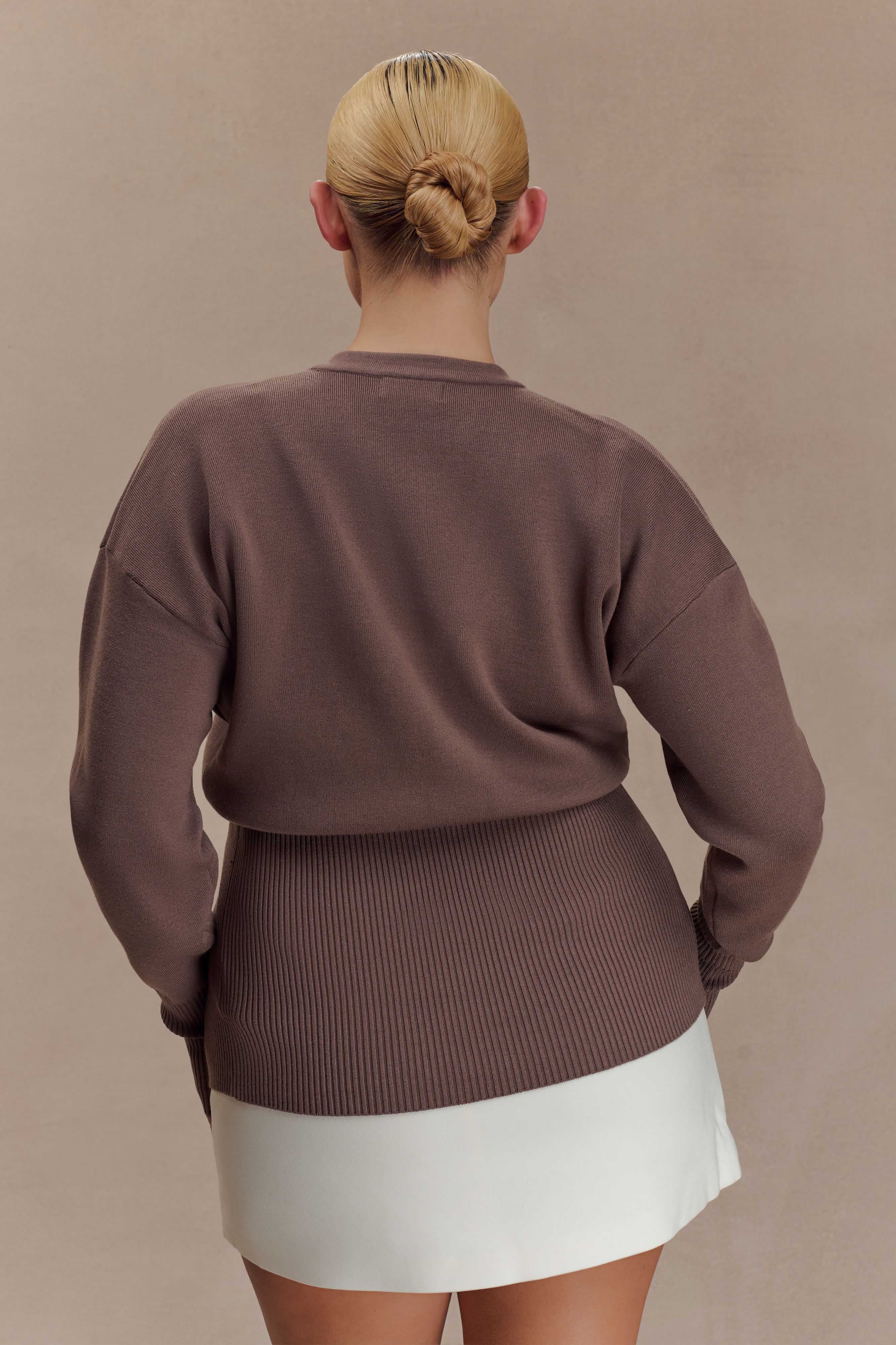 Amanda Statement Button Knit Cardigan - Cacao Brown