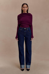 Kirralee Straight Leg Cuffed Jeans - Indigo Blue