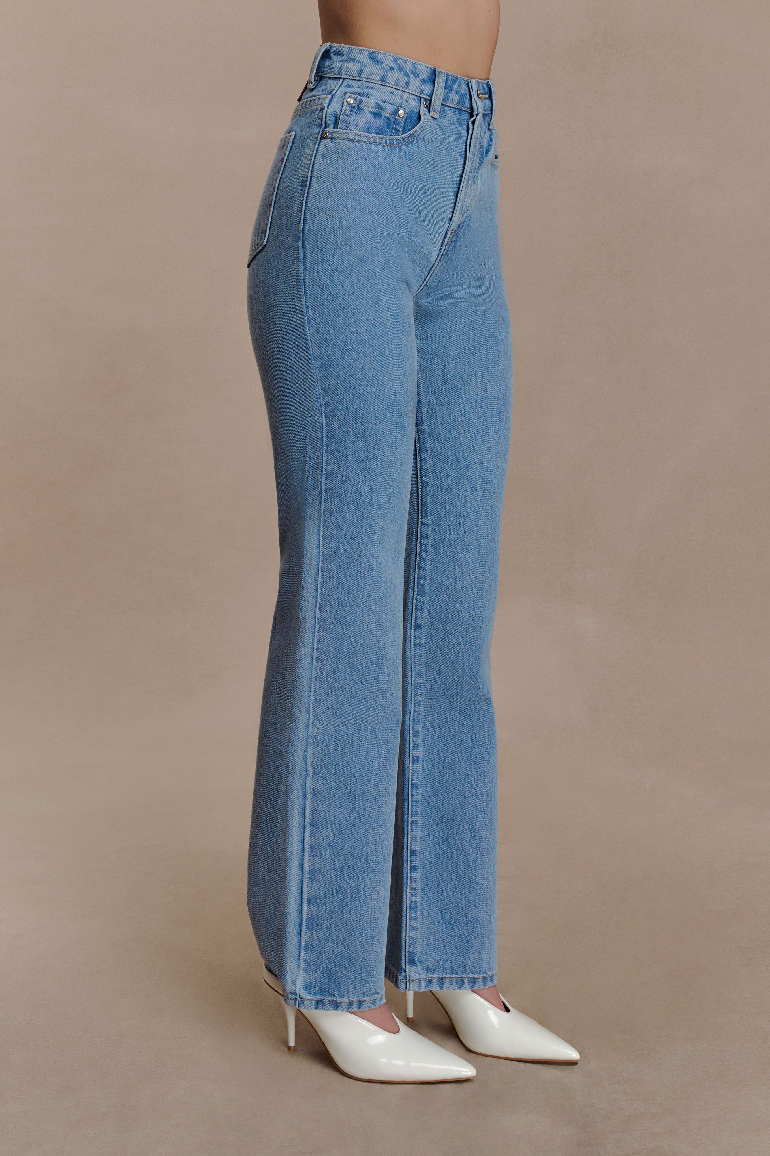 Janine High Waisted Straight Leg Jeans - Classic Blue