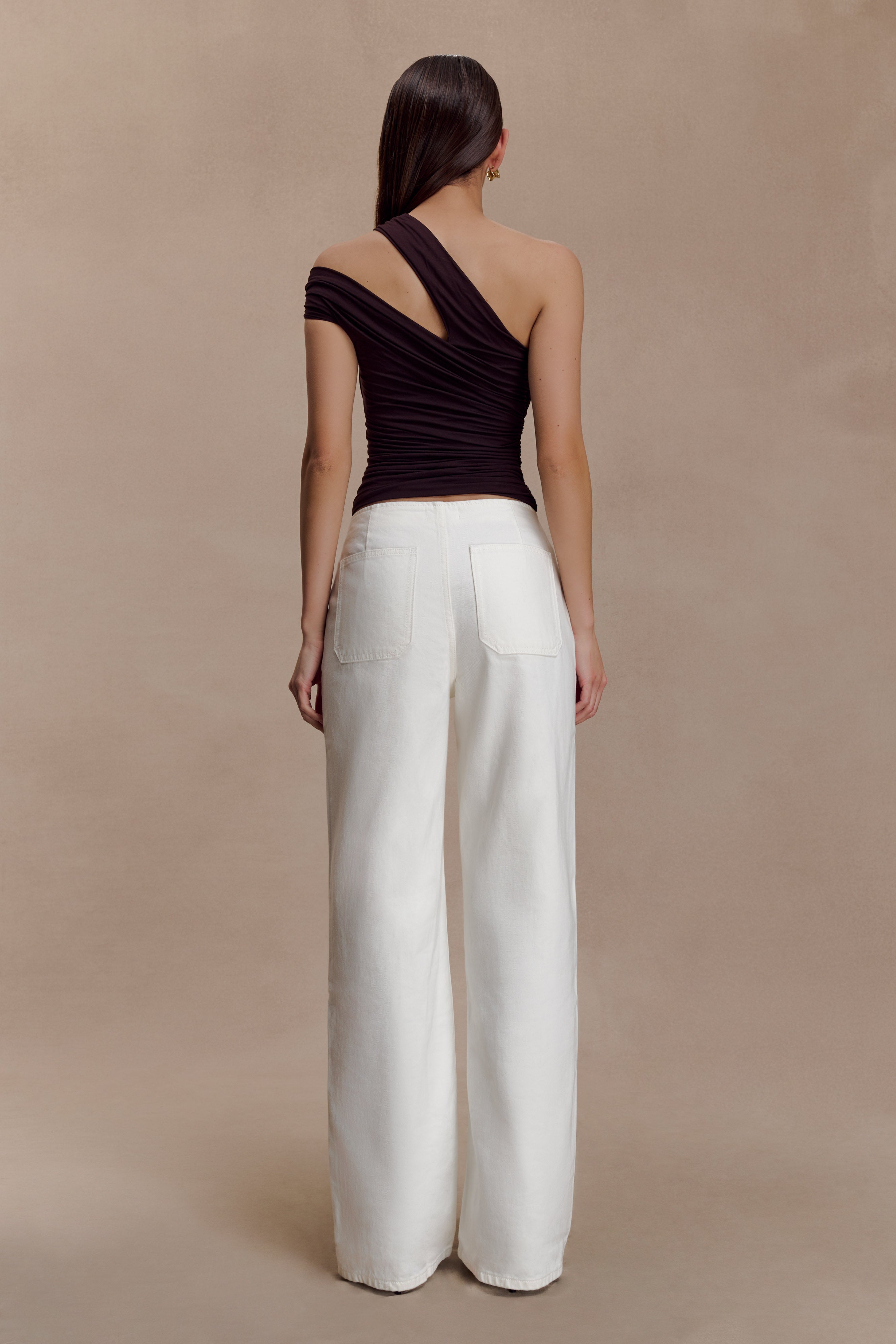 Anna One Shoulder Modal Top - Cacao Brown