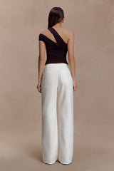 Anna One Shoulder Modal Top - Cacao Brown