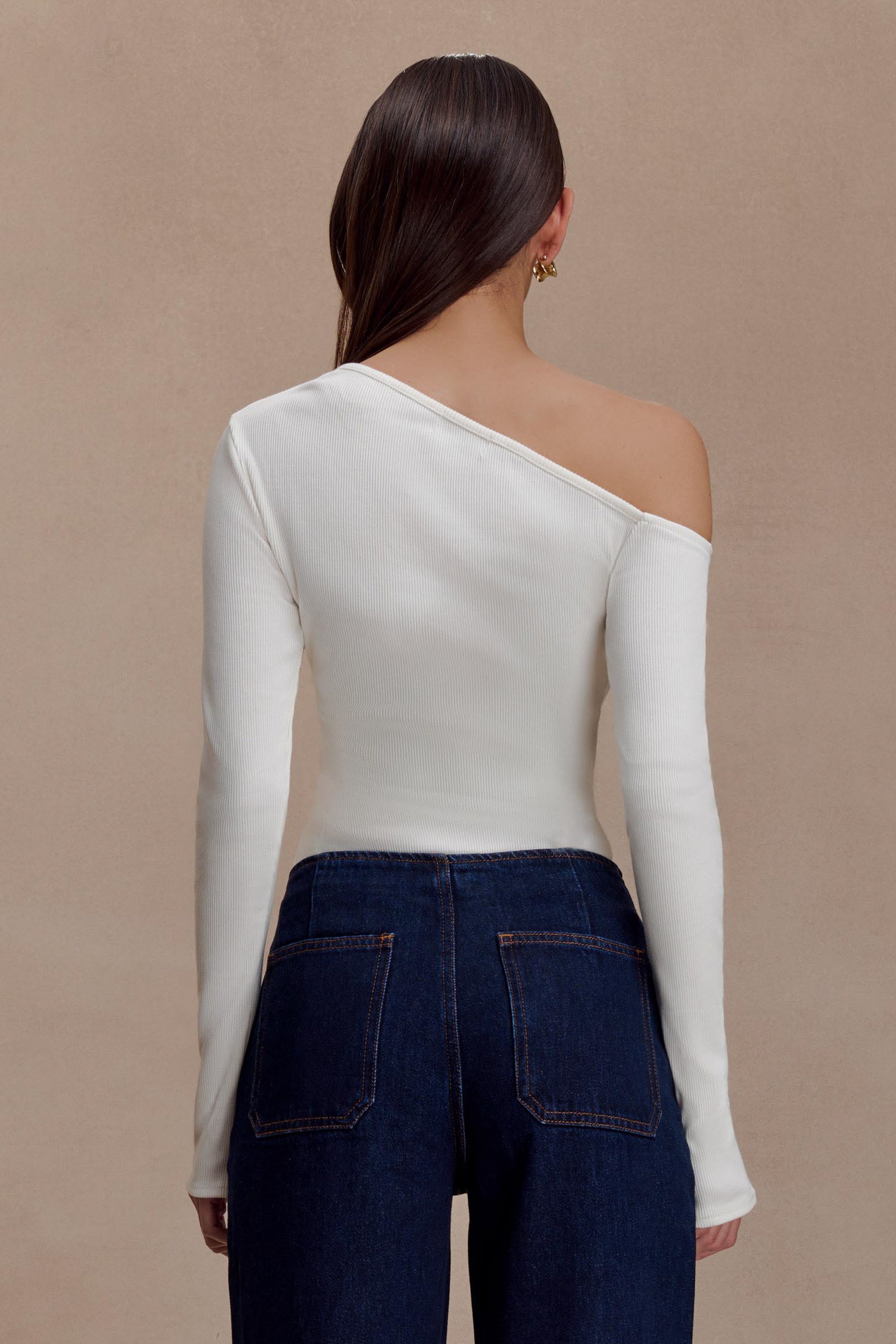 Maelle Off Shoulder Long Sleeve Top - Ivory