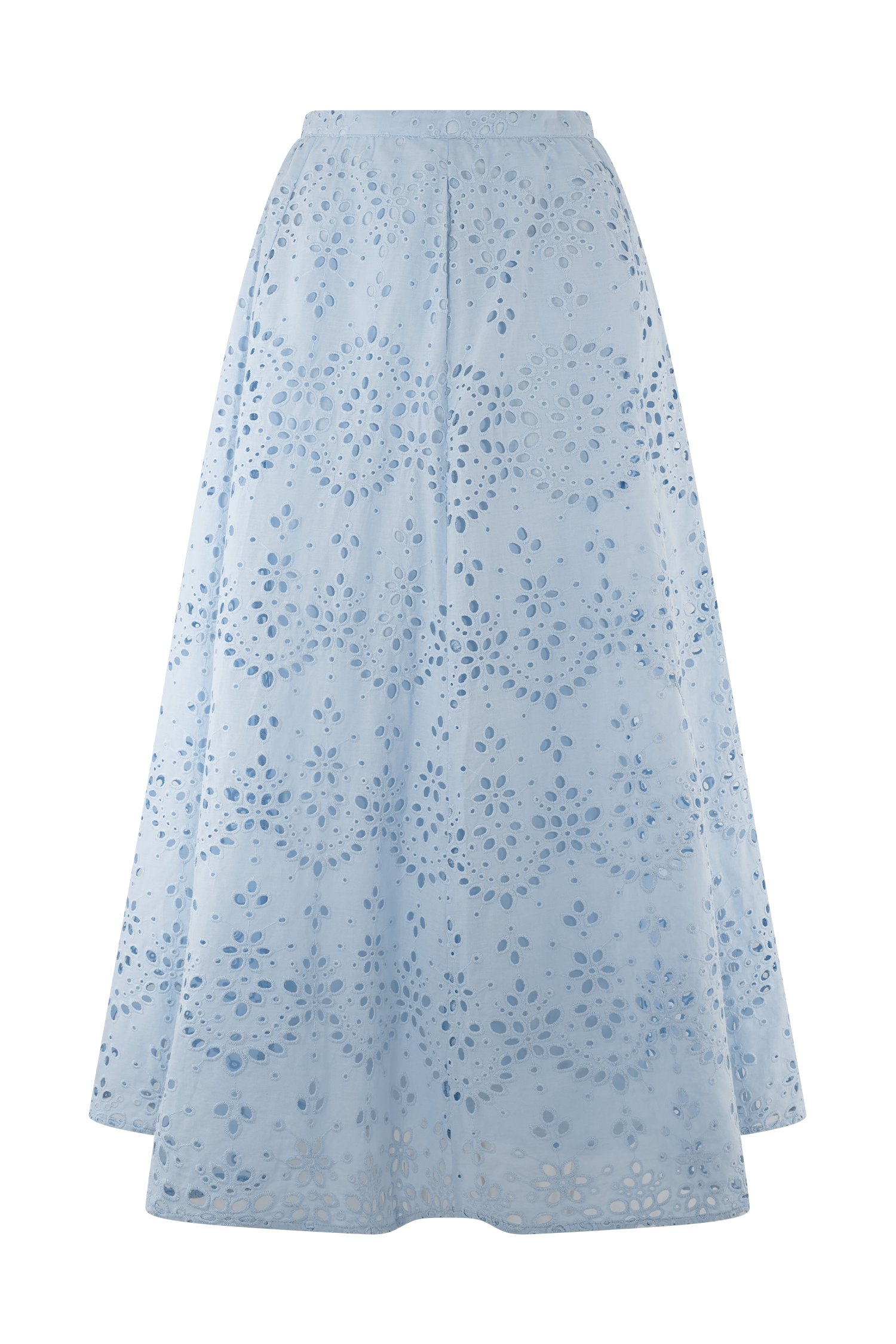 Arla Broderie Midi Skirt - Pale Cornflower Blue
