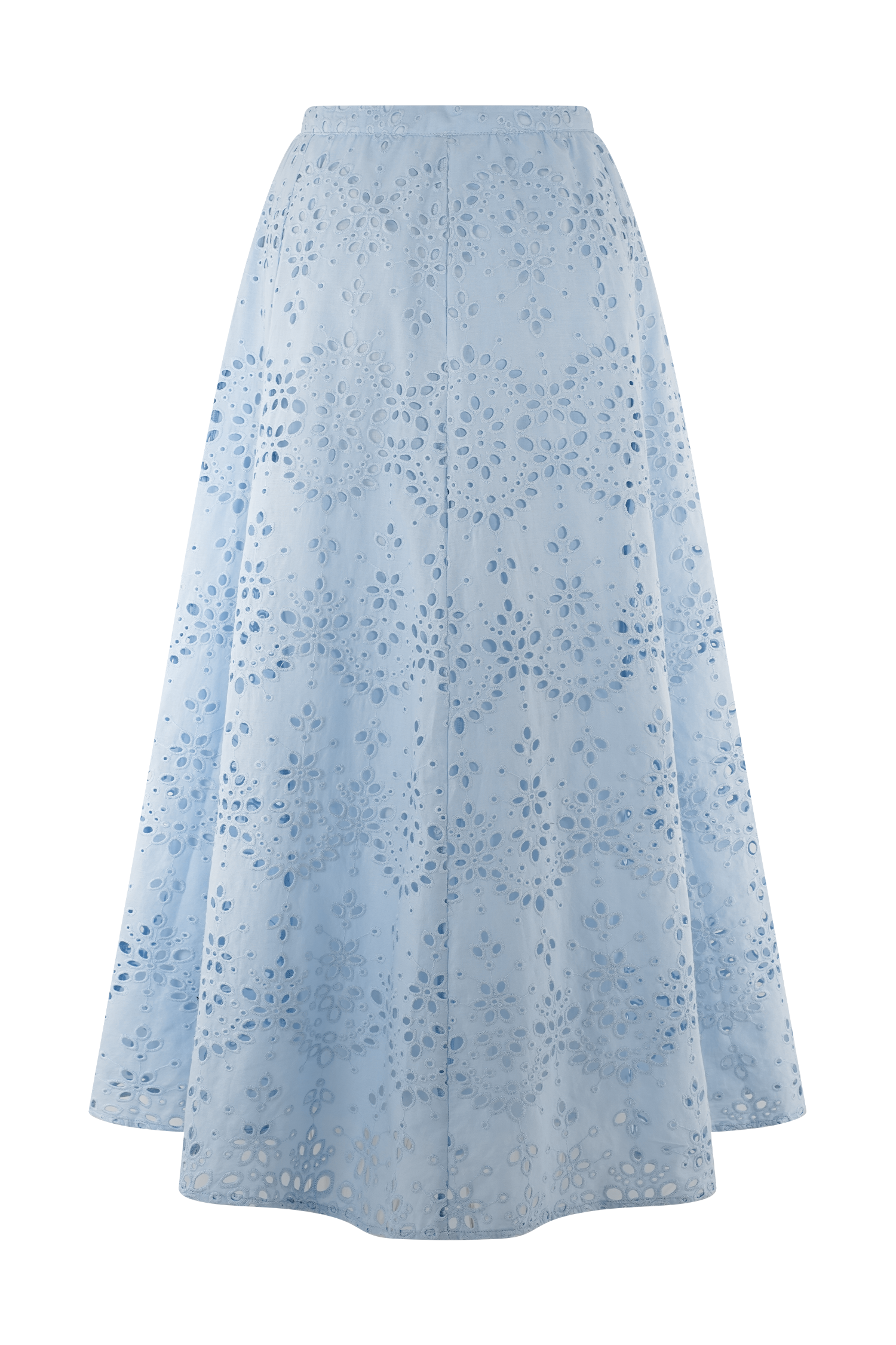 Arla Broderie Midi Skirt - Pale Cornflower Blue