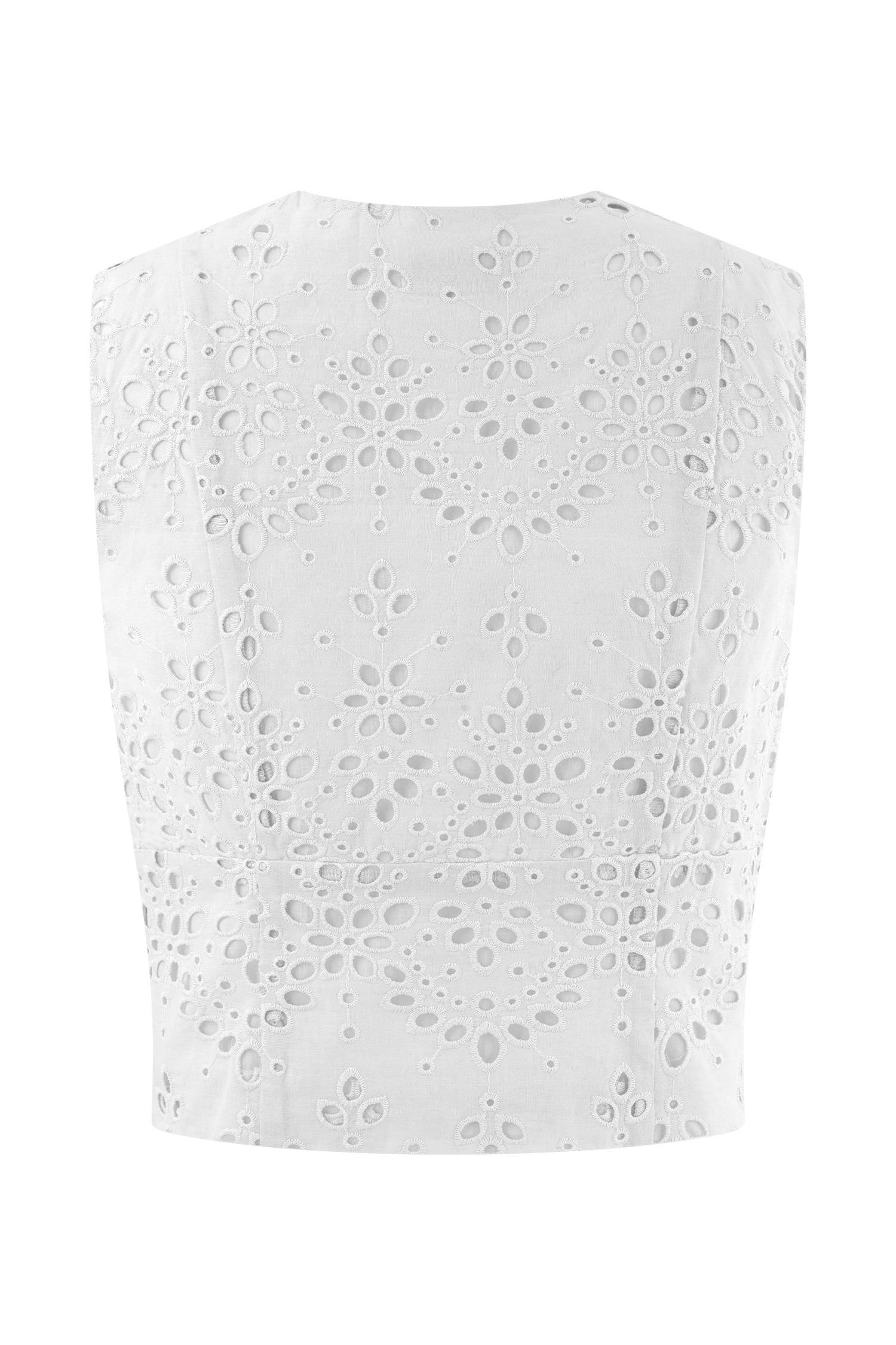 Arla Sleeveless Broderie Top - White