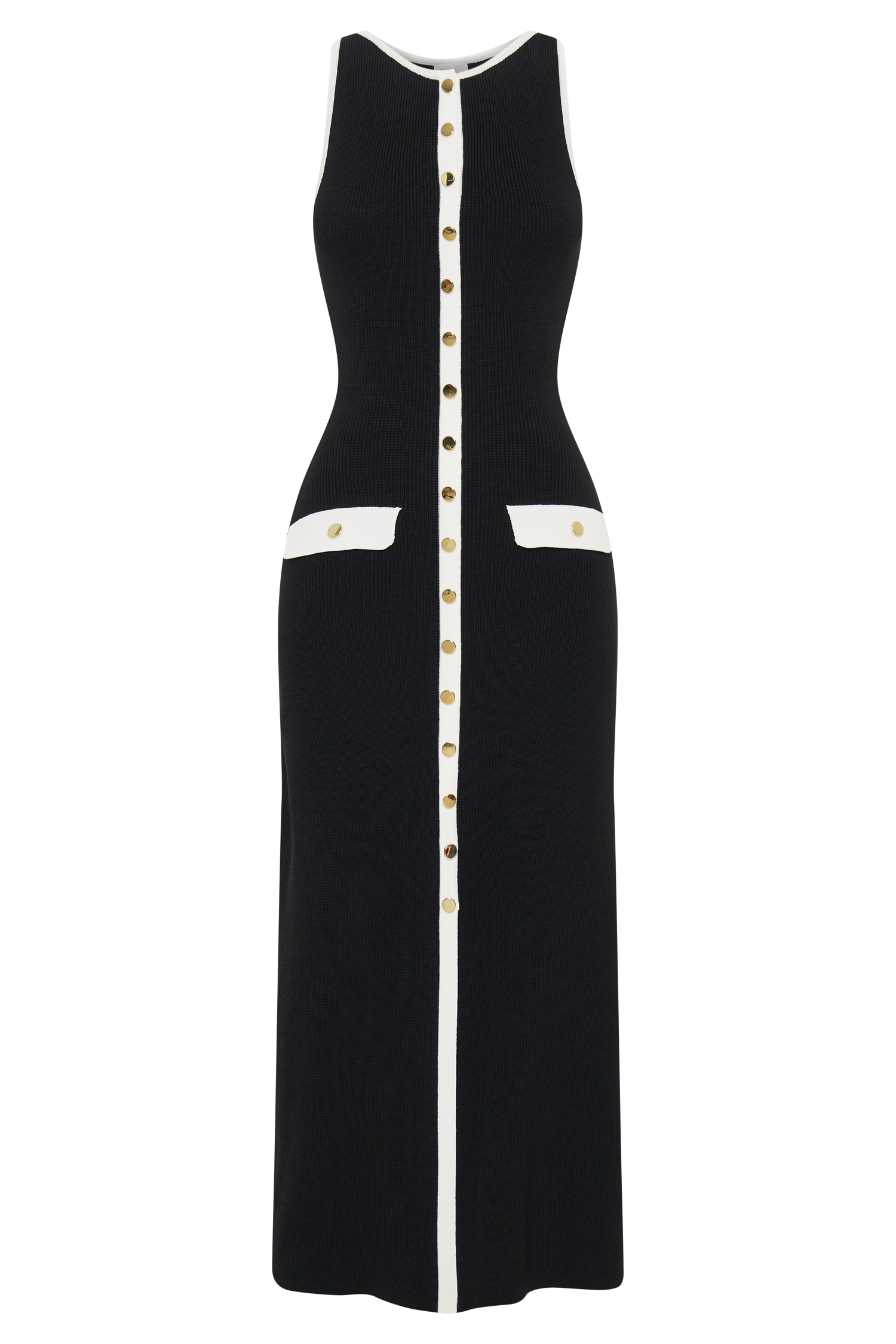 Sawyer Sleeveless Buttoned Maxi Dress - Black/White