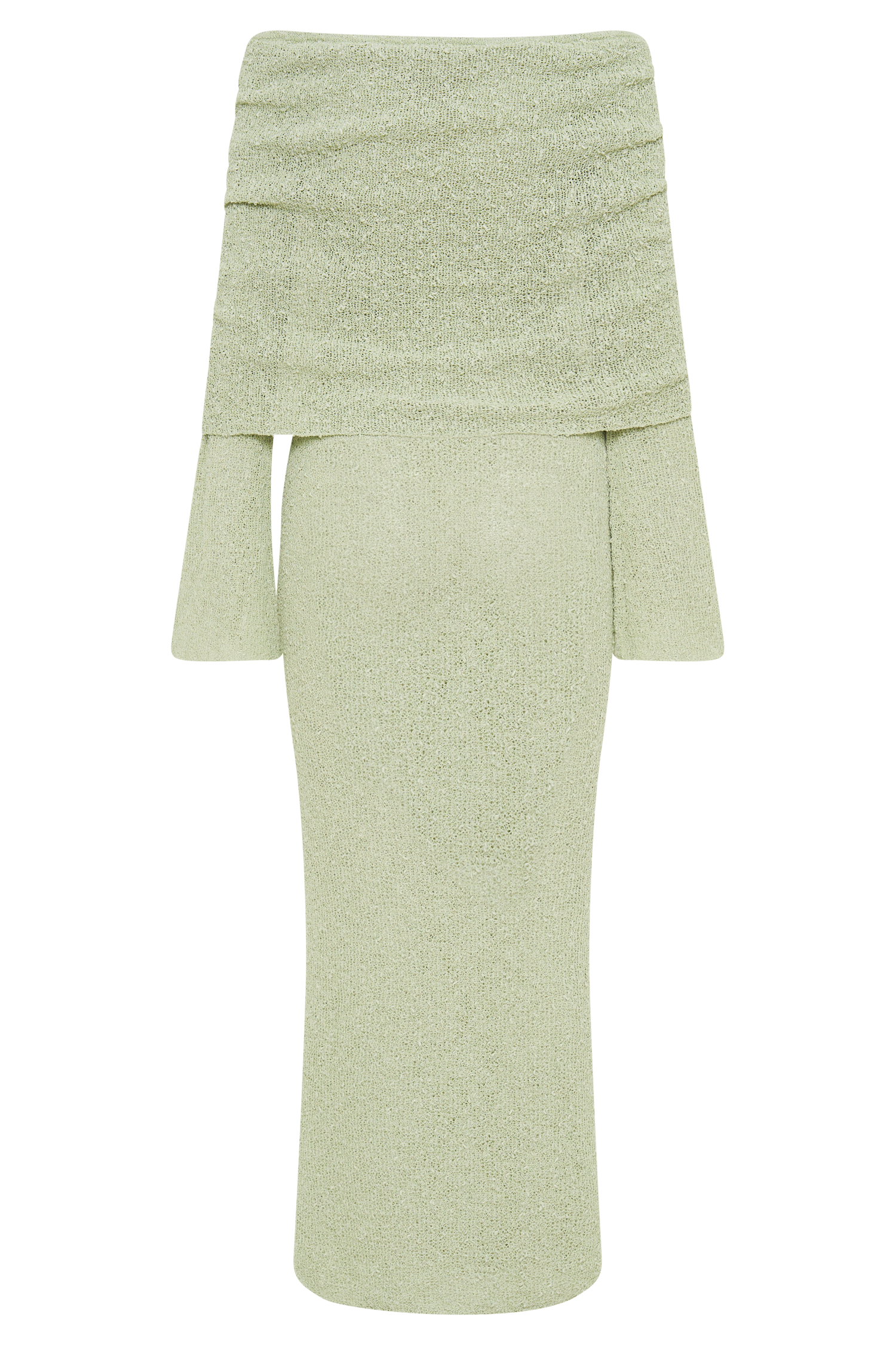 Marisol Off Shoulder Boucle Maxi Dress - Pastel Green