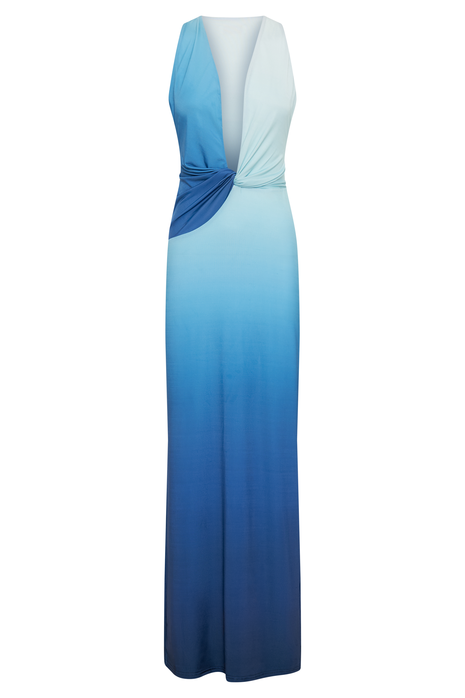 Stella Draped Slinky Maxi Dress - Ombre Blue