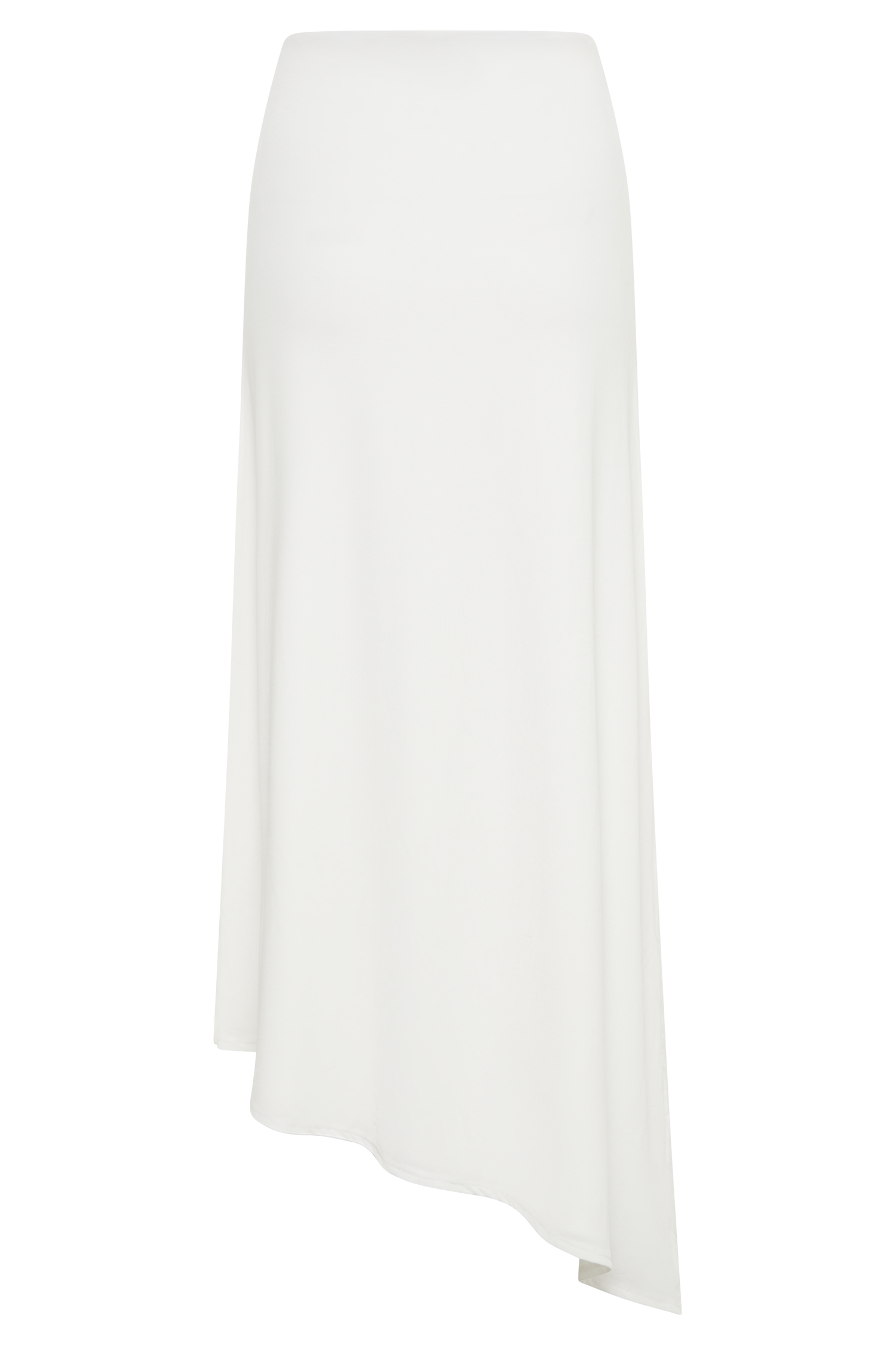 Bea Asymmetrical Slinky Maxi Skirt - White