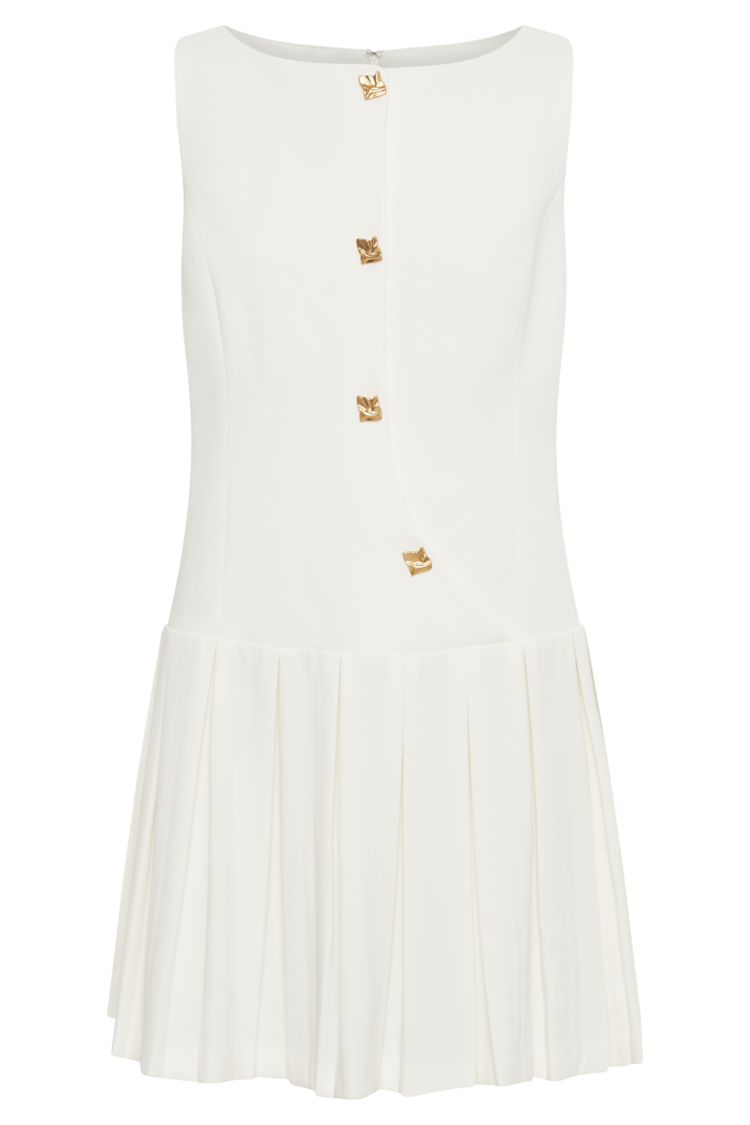 Mackenzie Sleeveless Pleated Mini Dress - Ivory