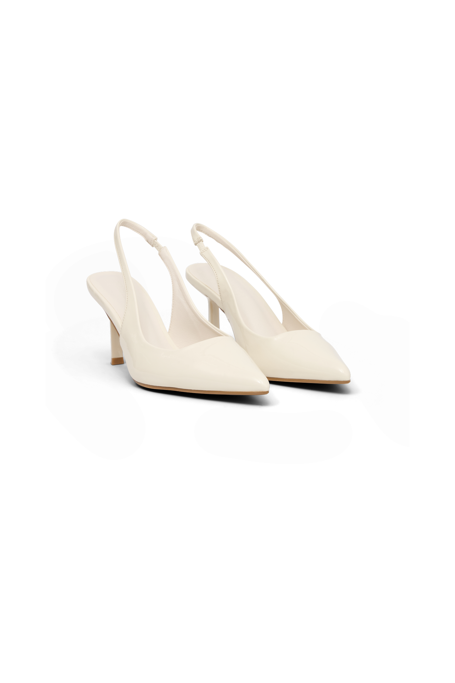 Dasha Patent Sling Back Heels - Ivory