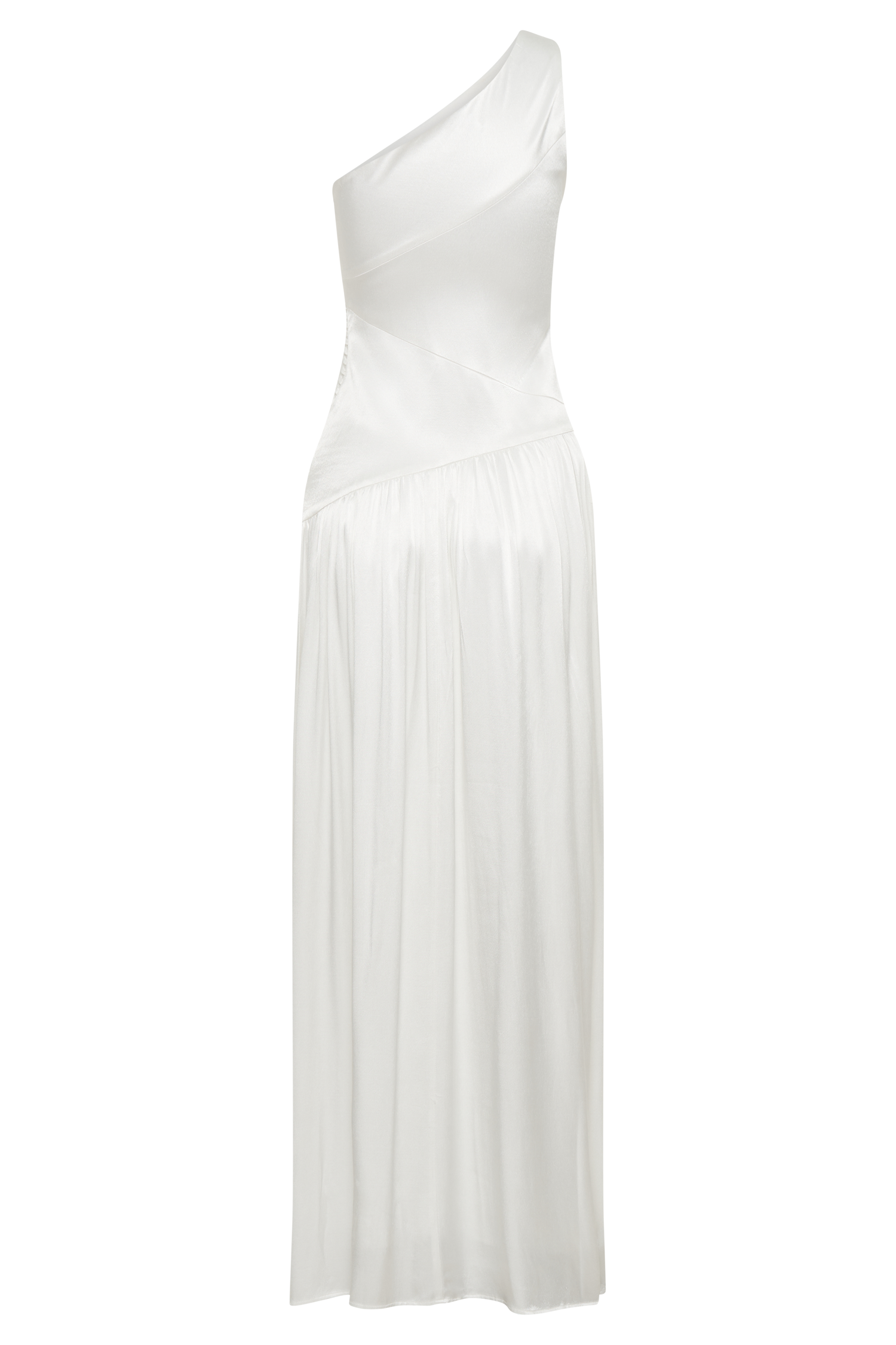 Jenna One Shoulder Pleated Maxi Dress - Ivory