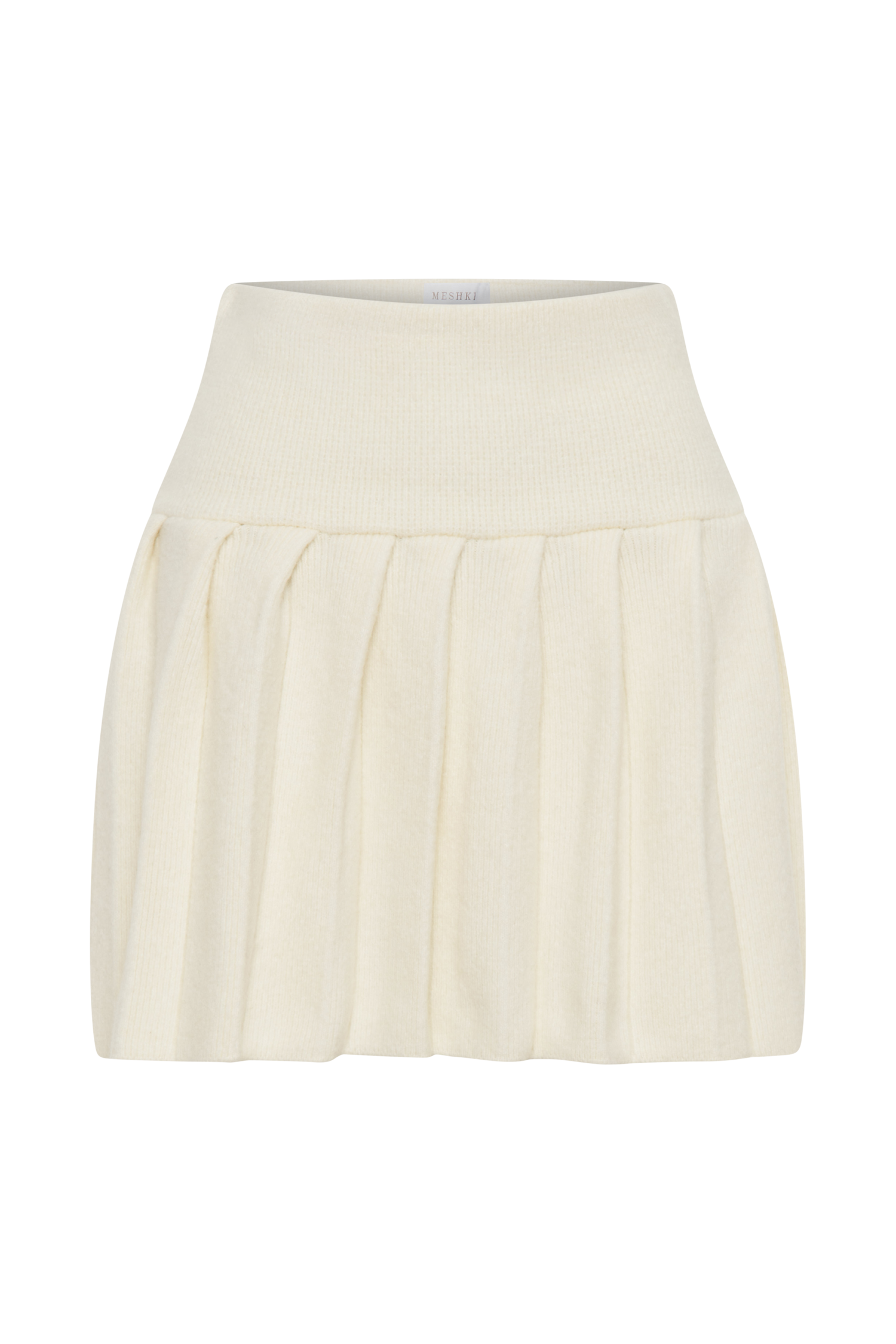 Dionne Pleated Knit Mini Skirt - Ivory Marle