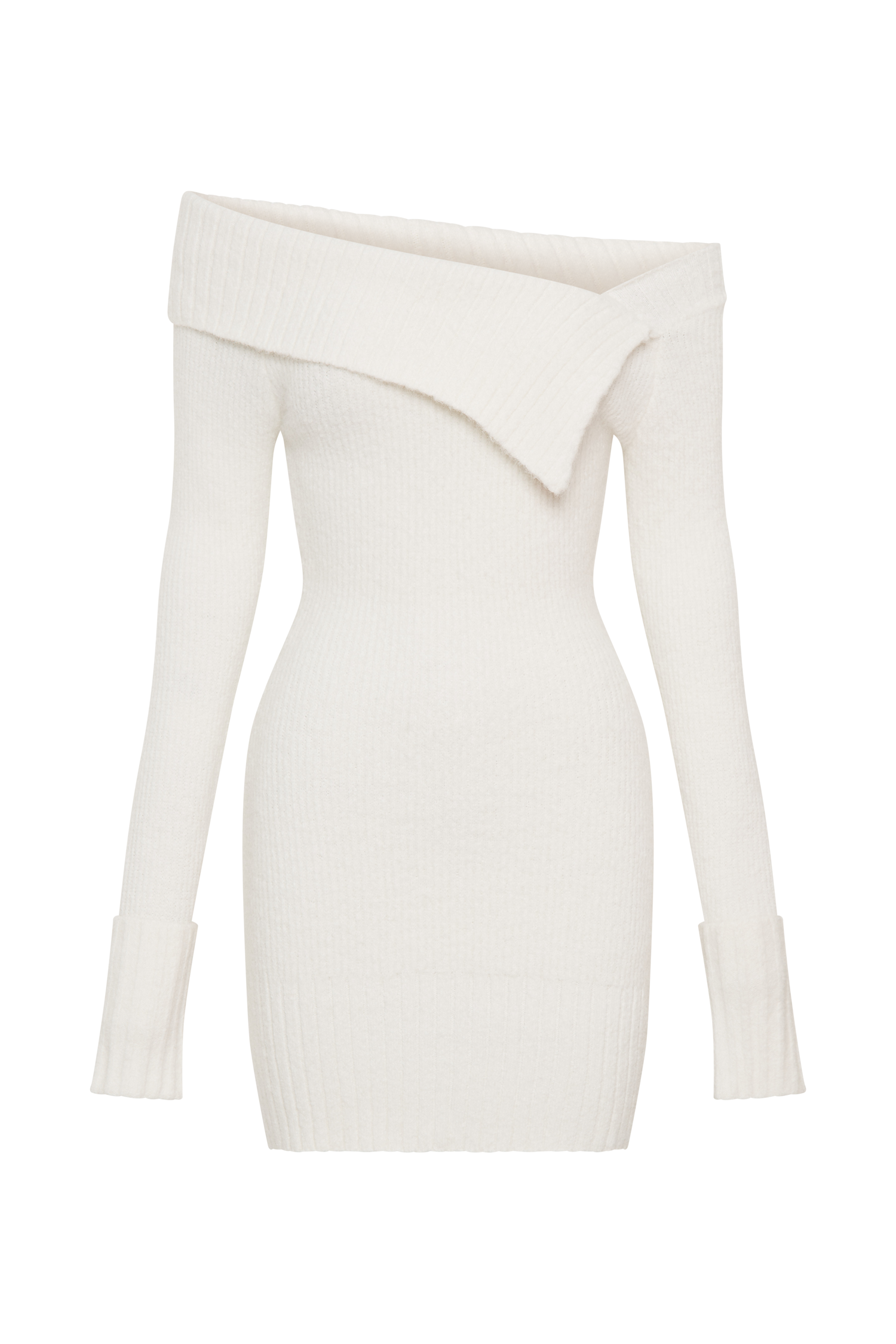 Stephanie Asymmetric Knit Mini Dress - Ivory