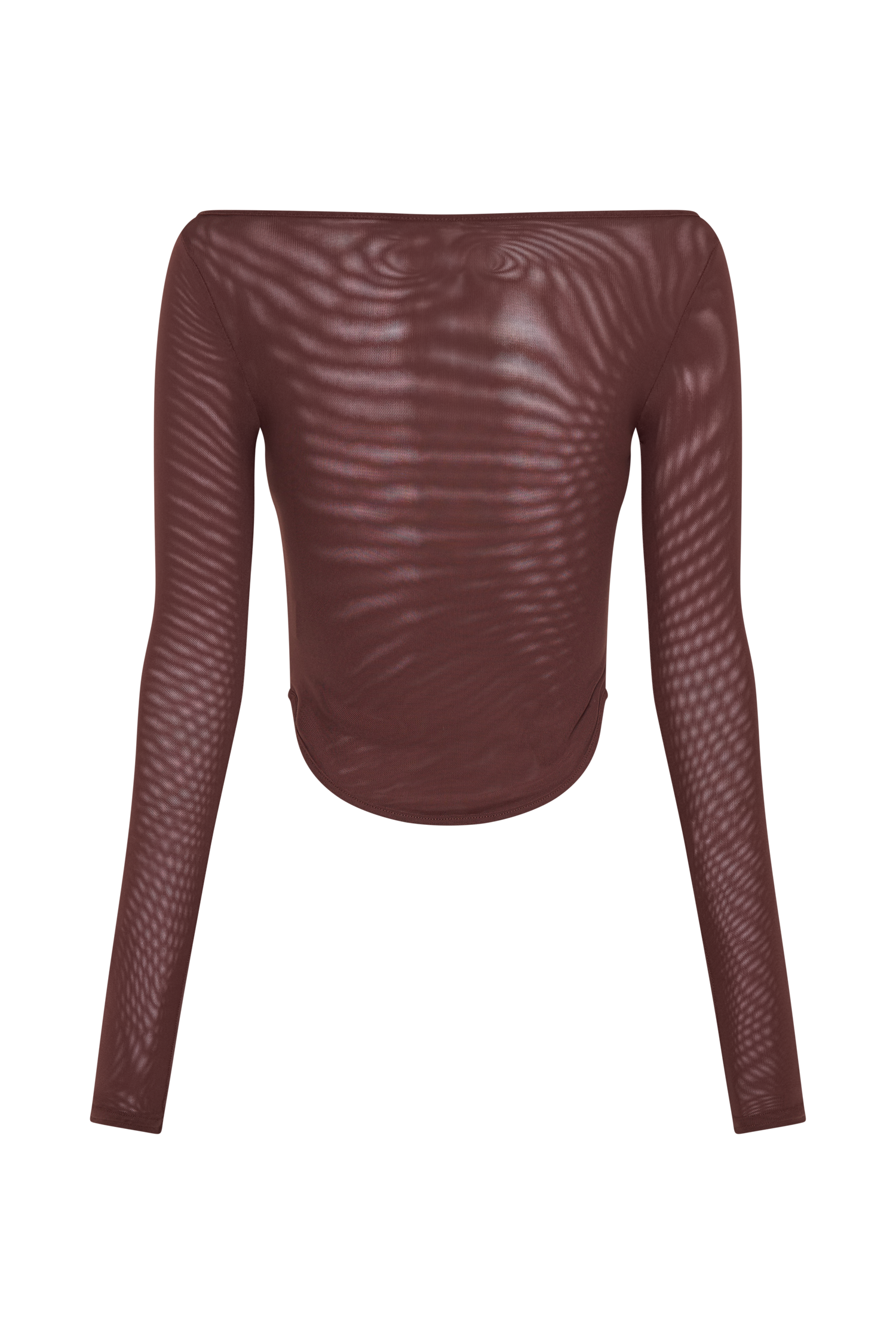 Colette Boat Neck Mesh Top - Mahogany