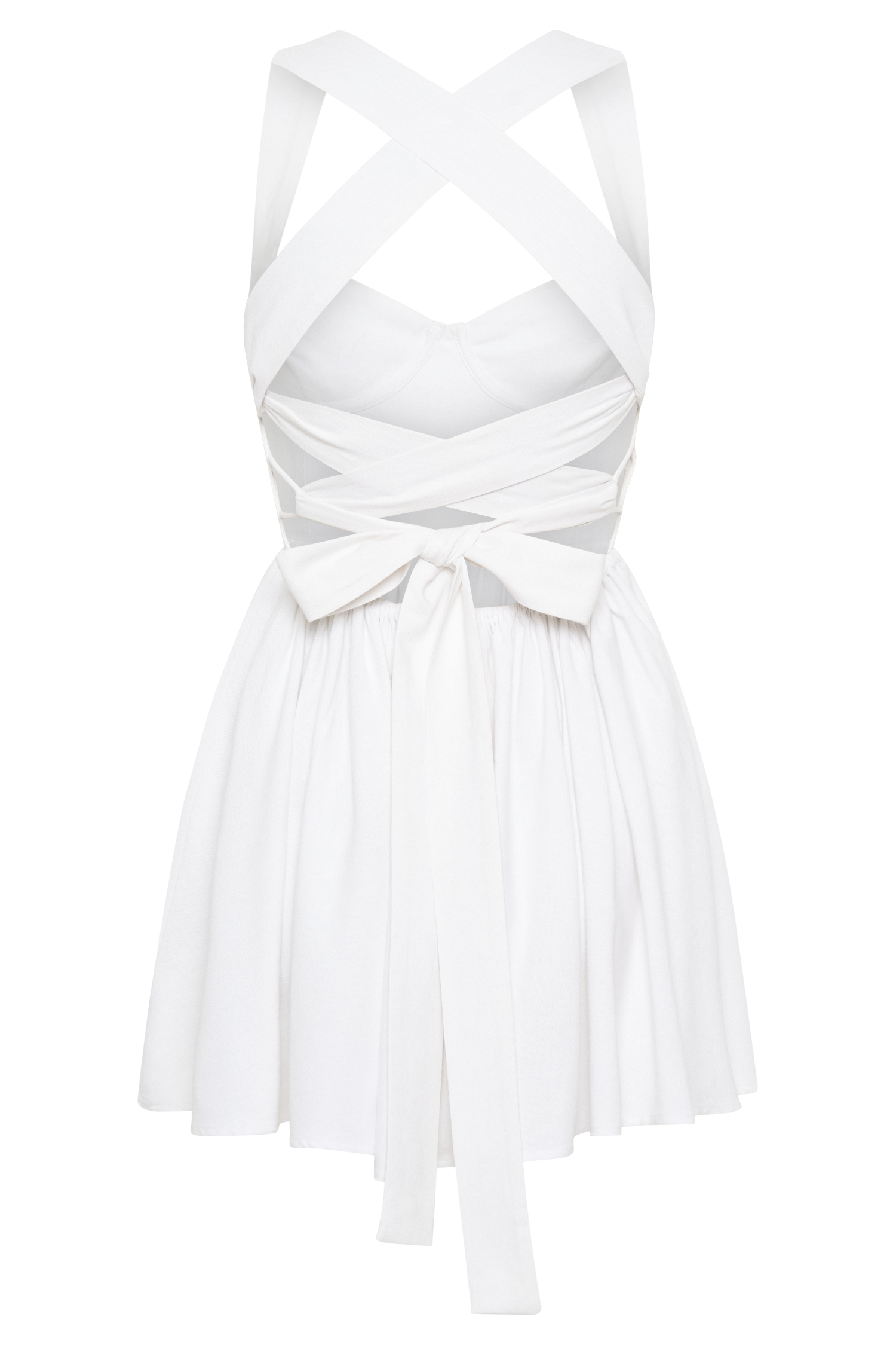 Loz Tie Back Linen Mini Dress - White