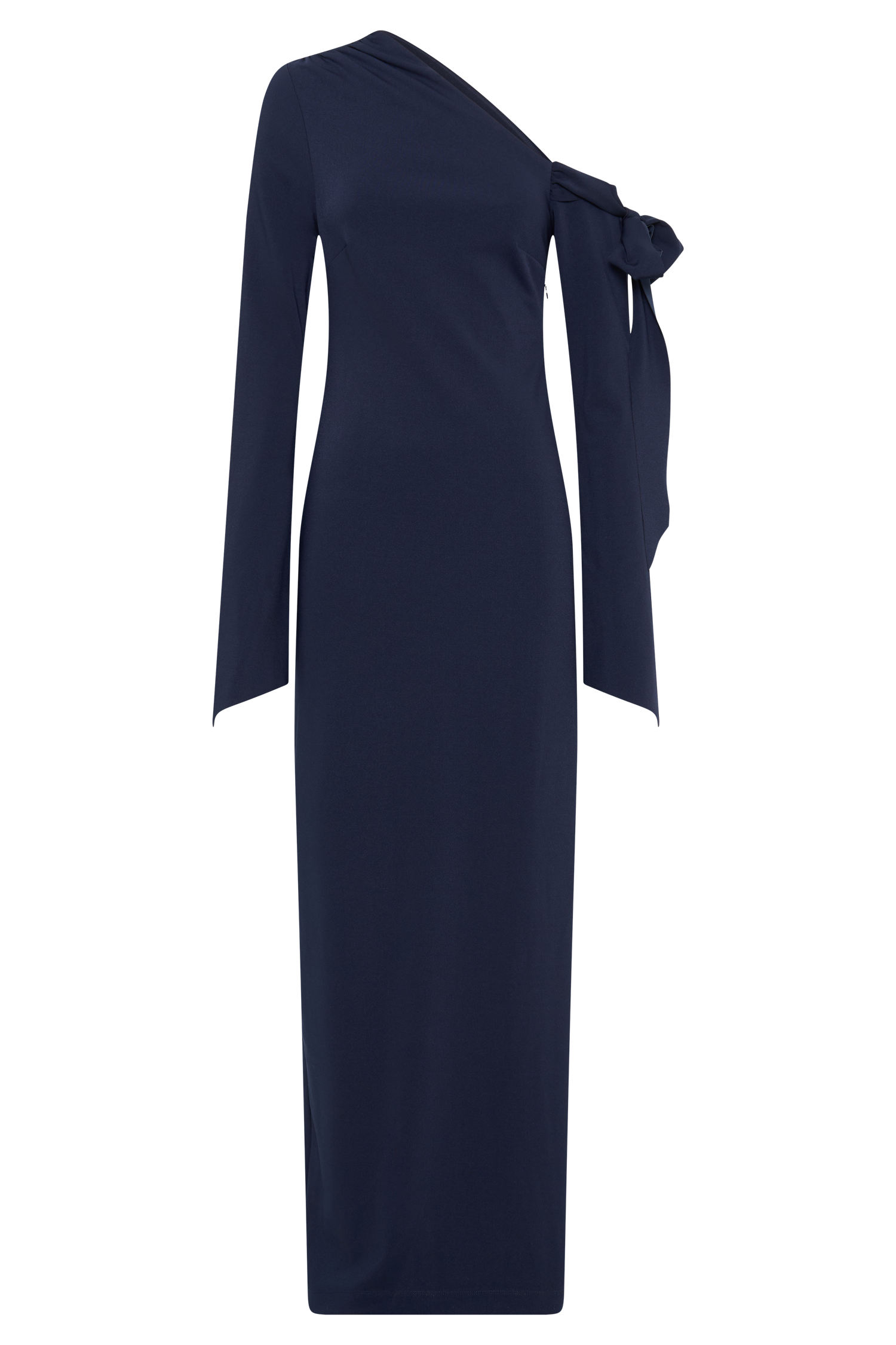 Nicola One Shoulder Crepe Maxi Dress - Dark Navy