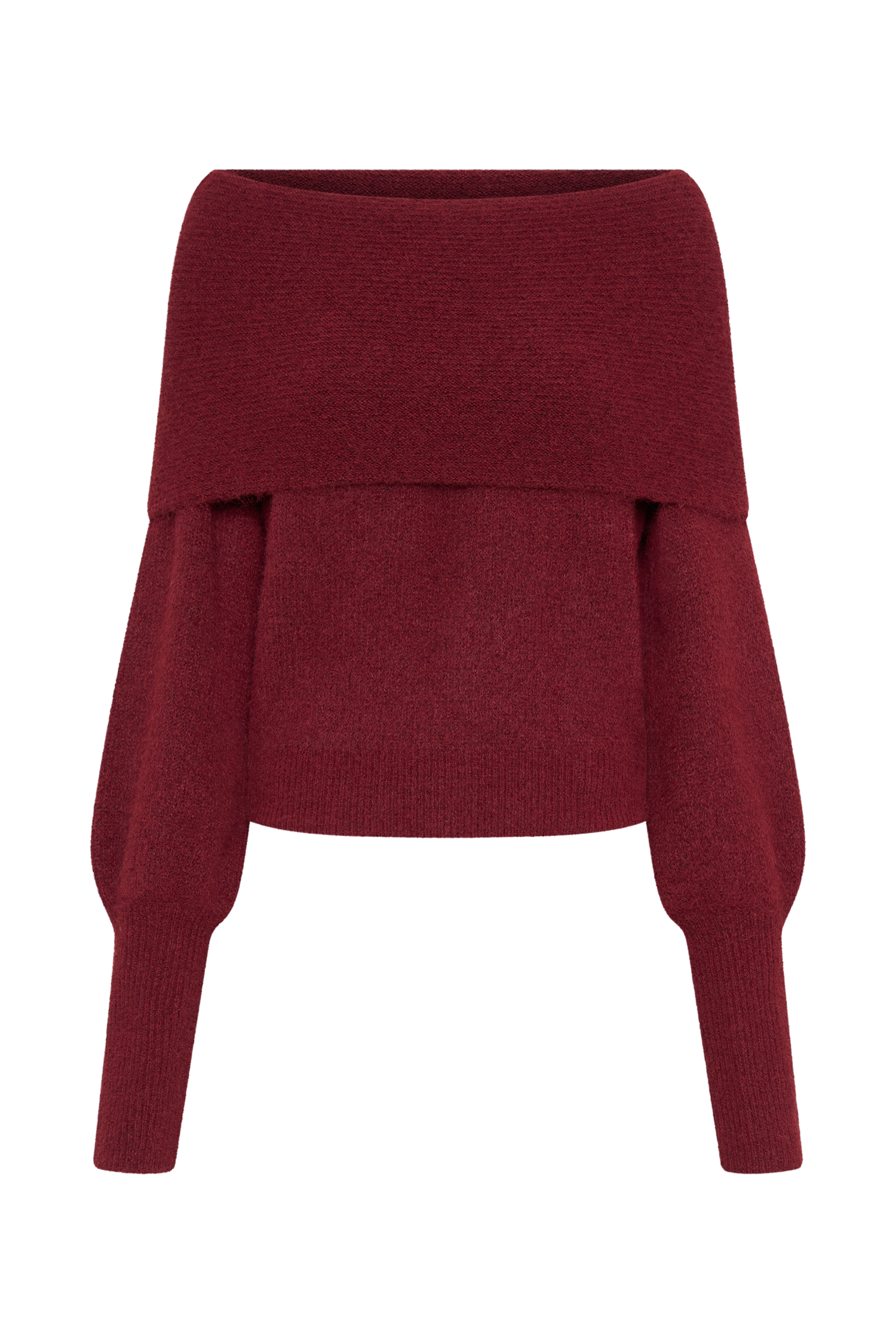 Charlotte Off Shoulder Knit Long Sleeve Top - Merlot