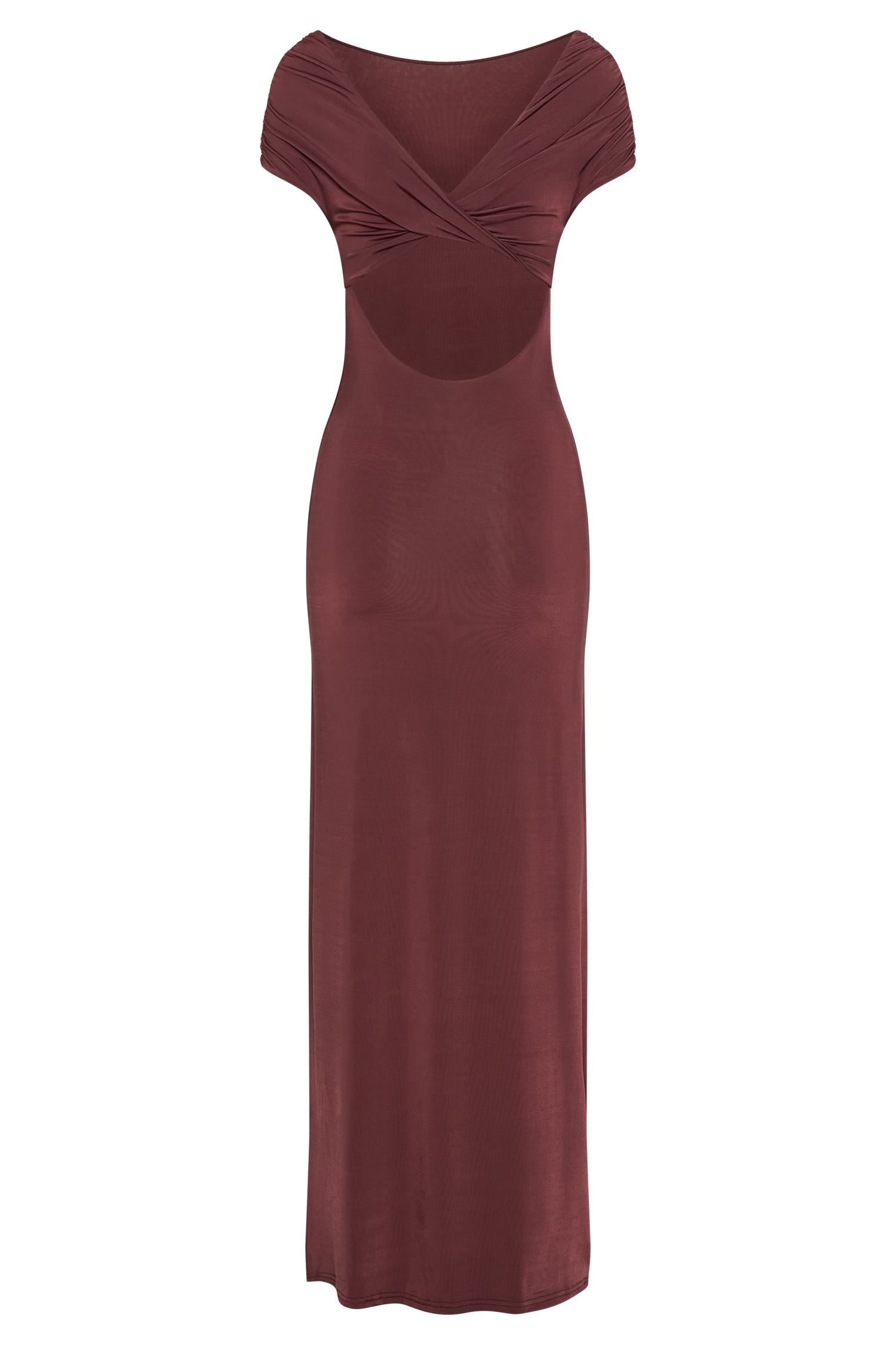Imogen Off Shoulder Slinky Maxi Dress - Mahogany