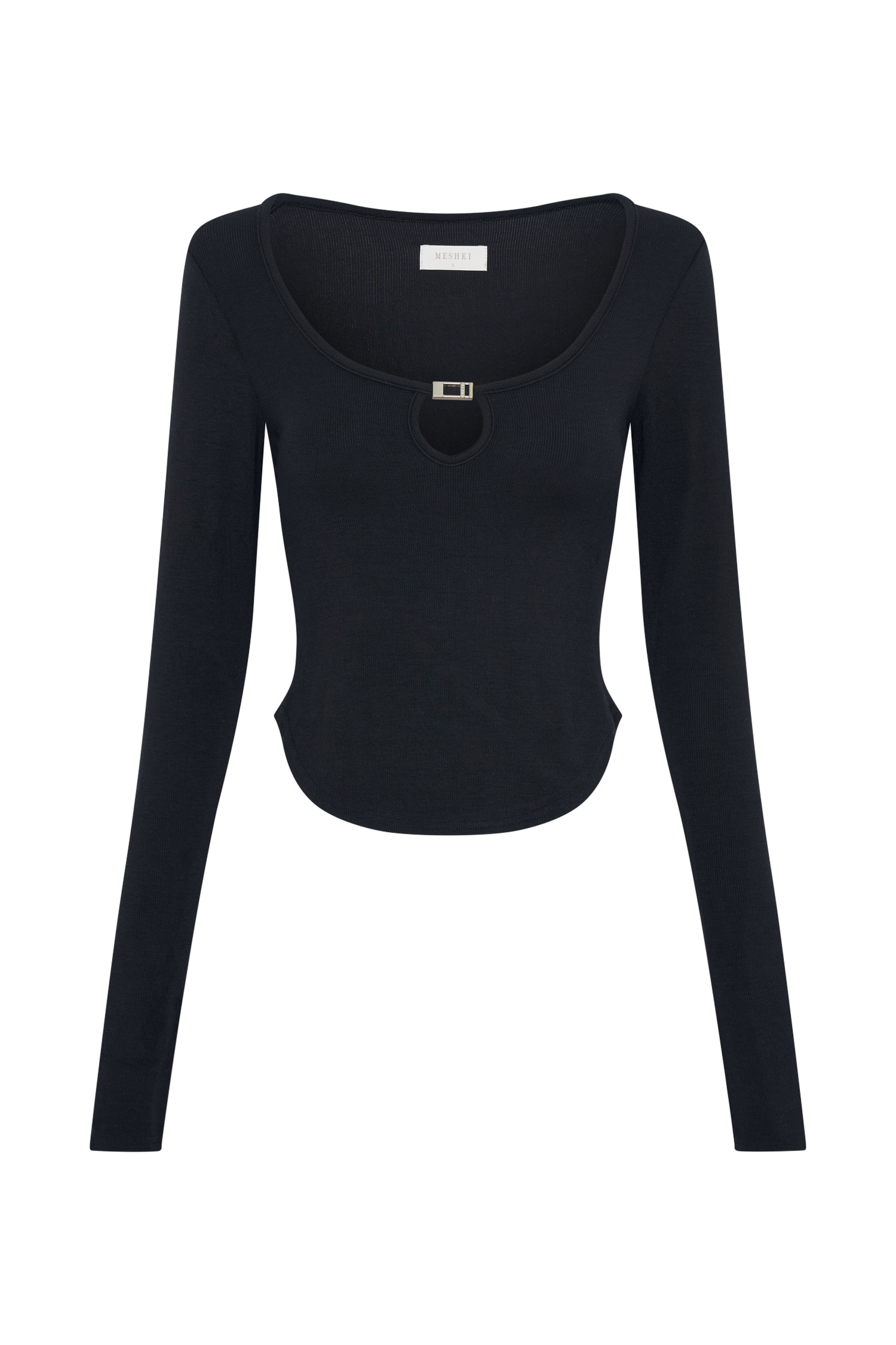 Natalia Modal Buckle Long Sleeve Top - Black