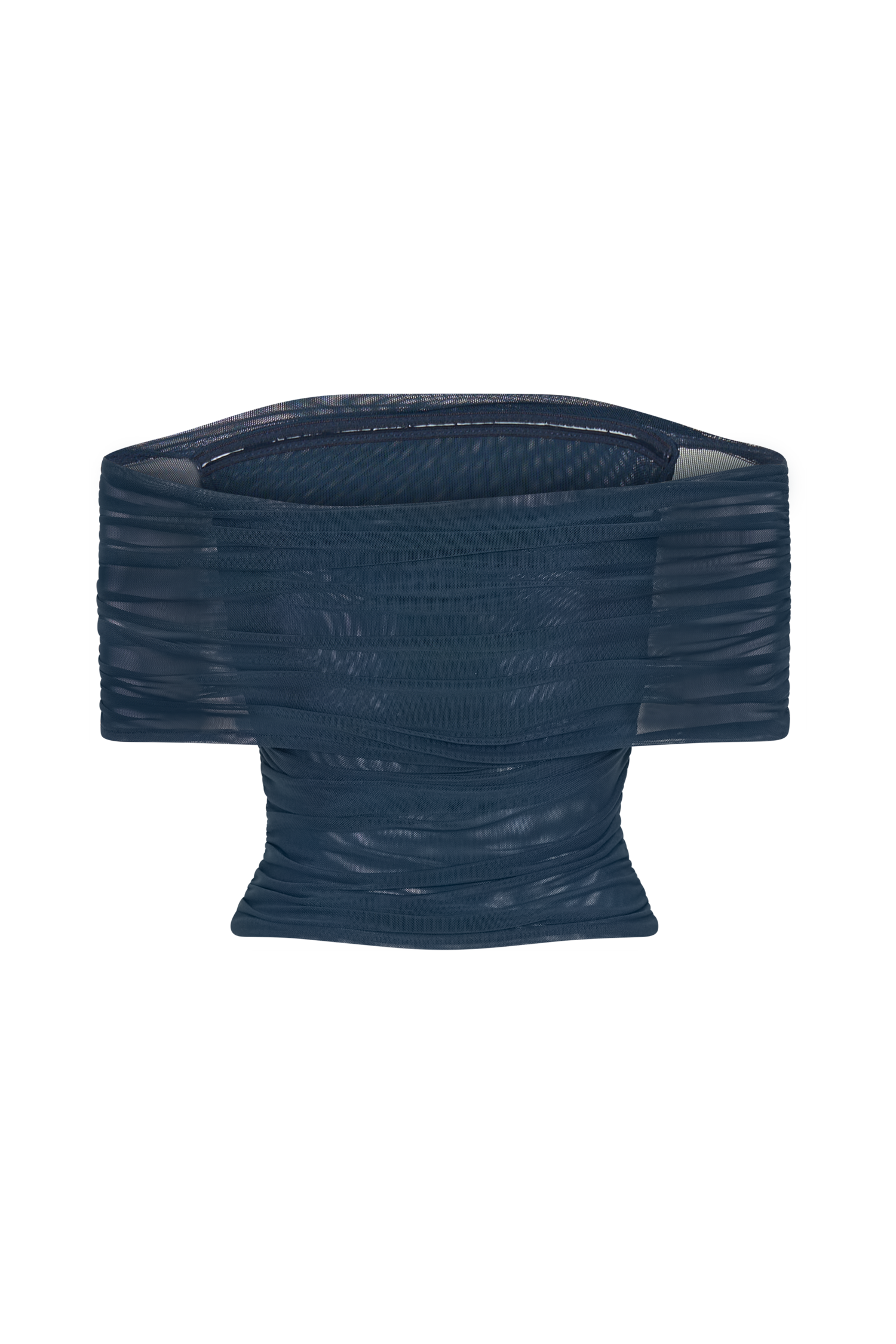 Arna Off Shoulder Mesh Crop Top - Midnight Blue