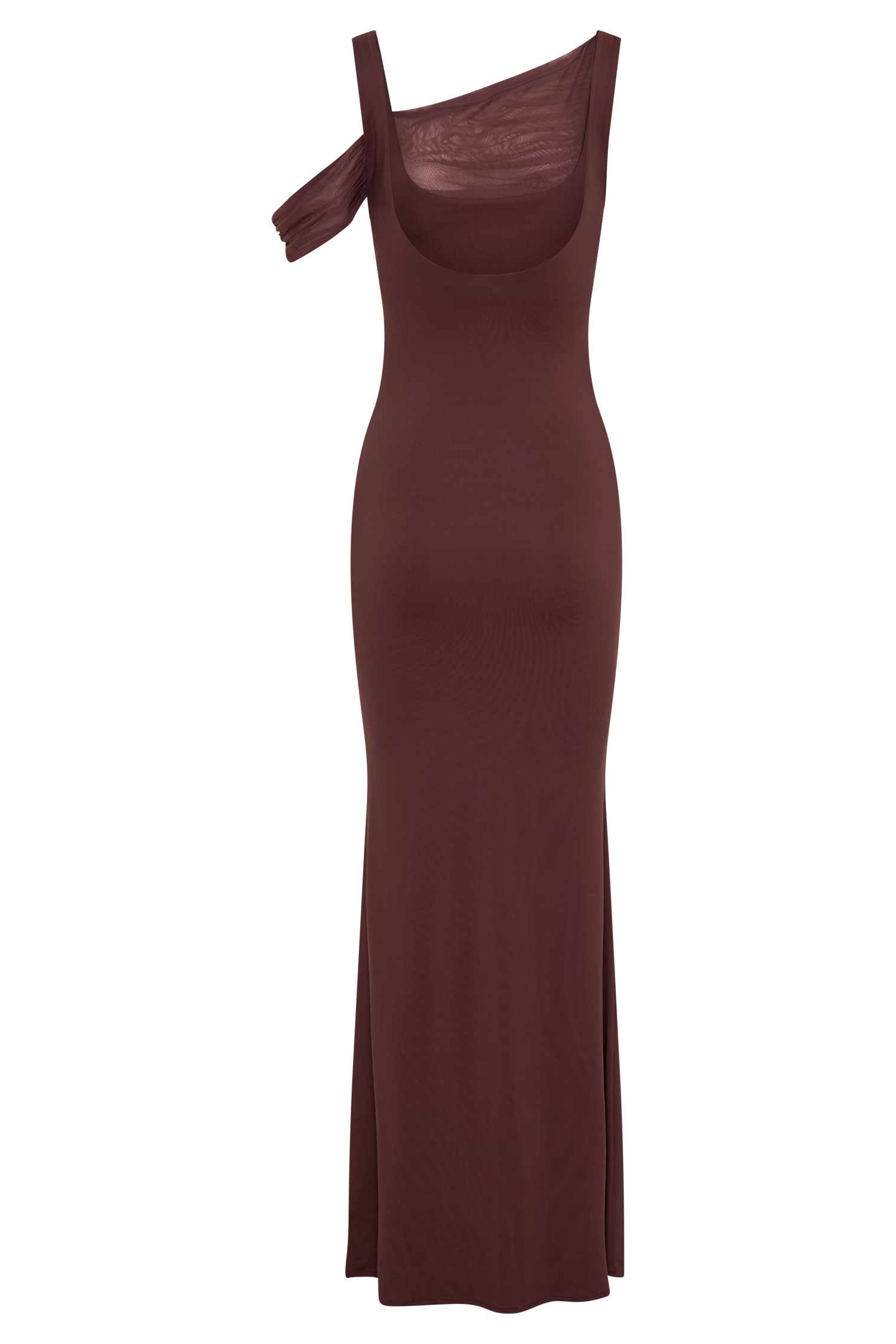 Janette Recycled Nylon And Mesh Sleeveless Maxi Dress - Mahogany