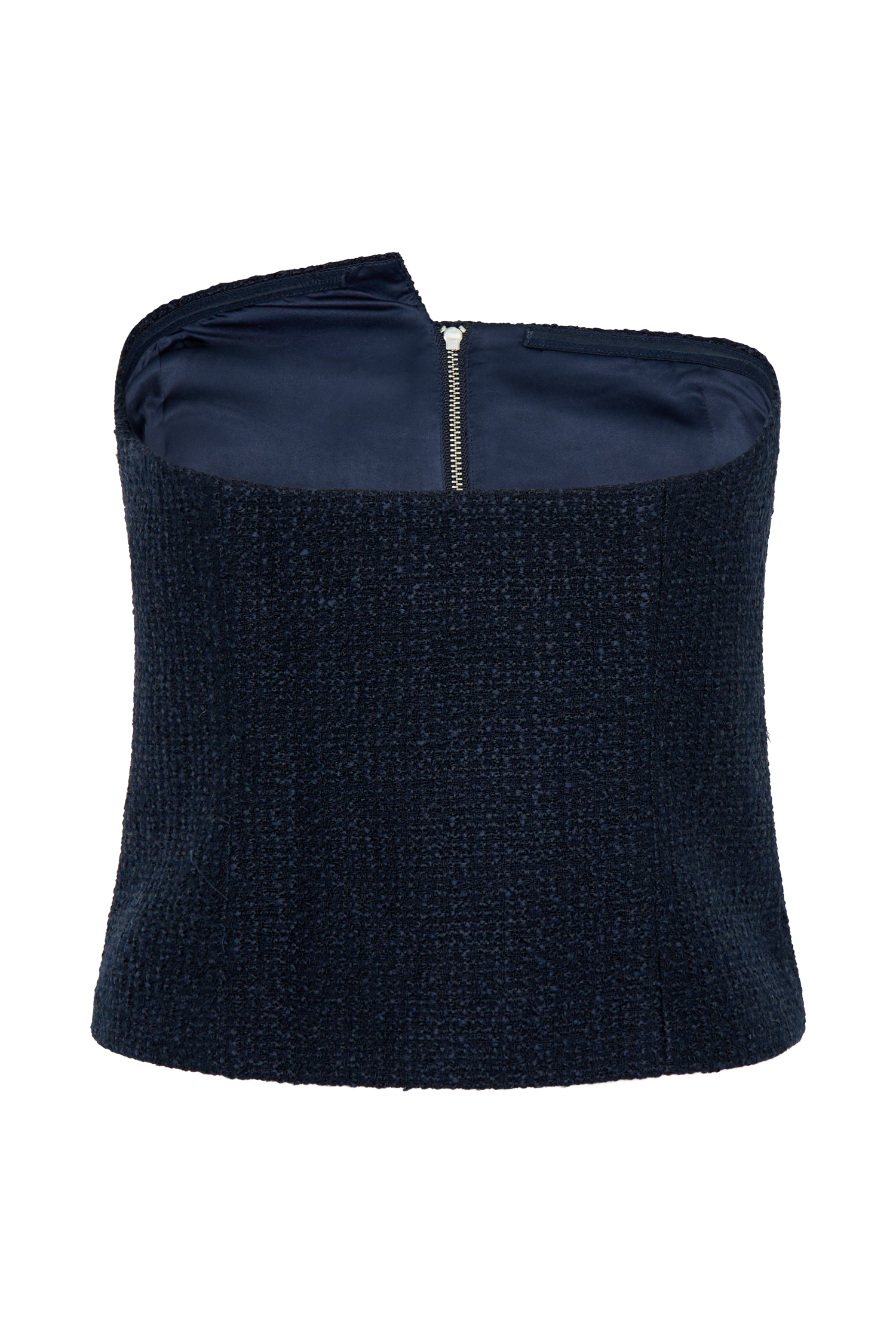 Parker Boucle Strapless Asymmetric Top - Midnight Blue