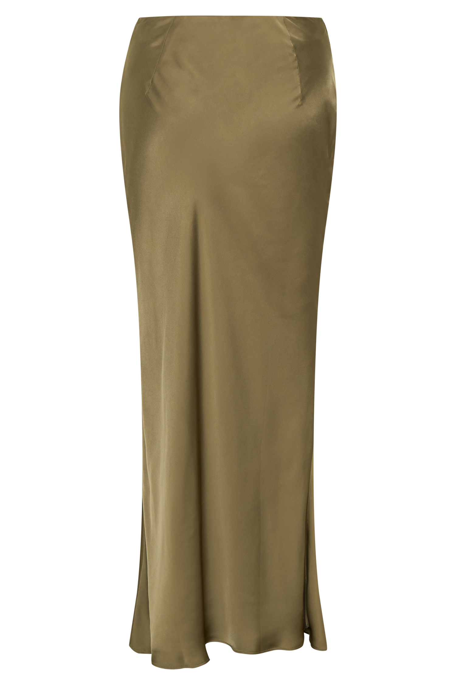 Nicola Satin Asymmetric Maxi Skirt - Basil