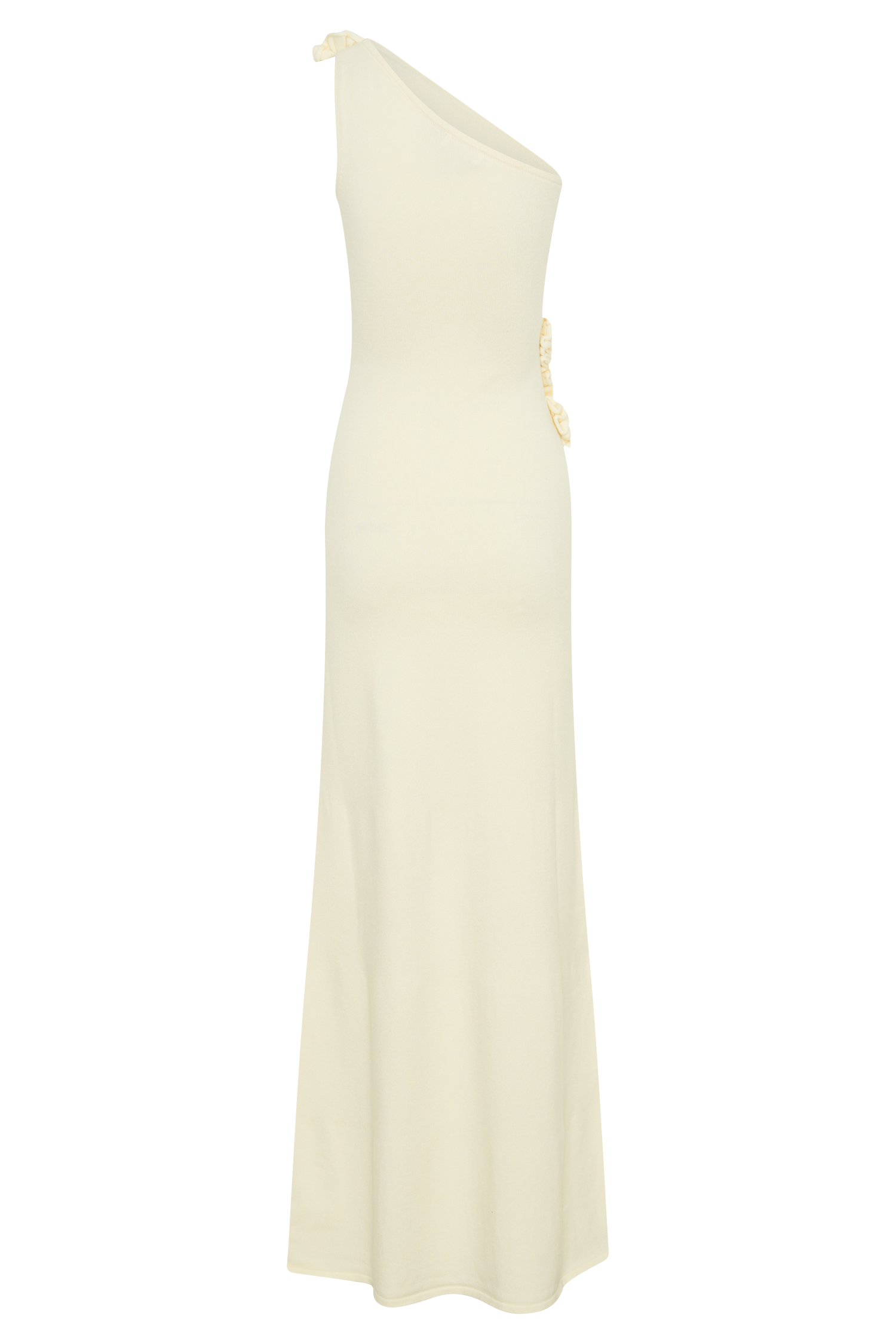 Paloma One Shoulder Knit Maxi Dress With Flowers - Ivory