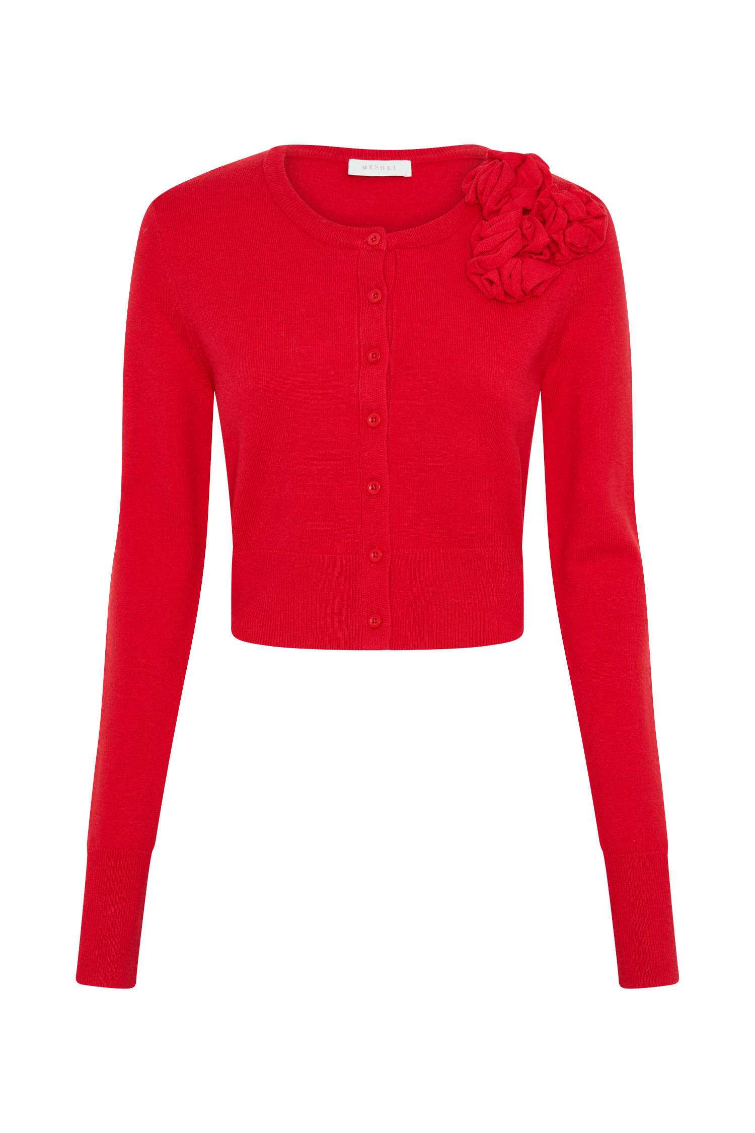 Gianna Knit Cardigan With Flowers - Red