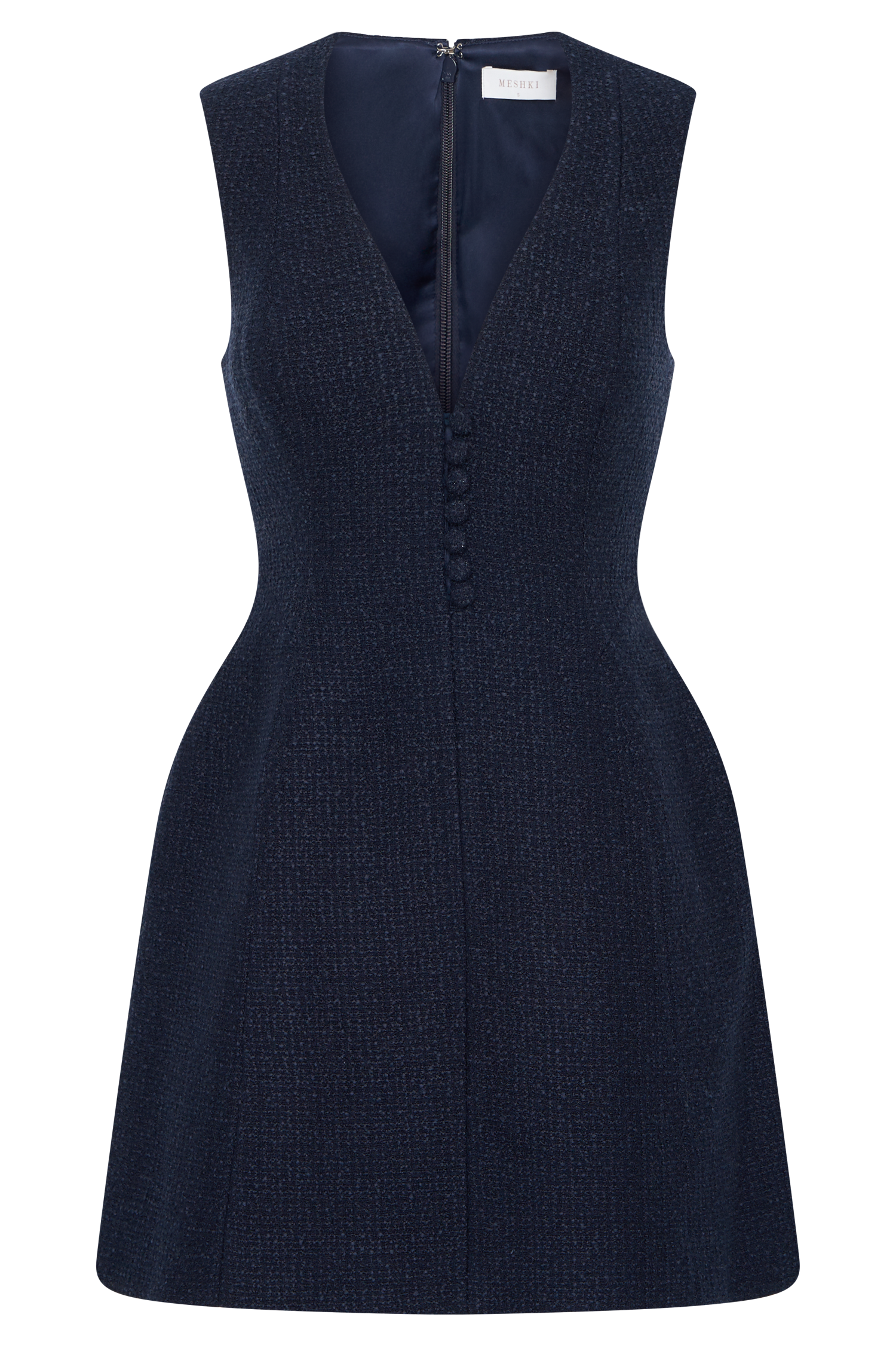 Danna Boucle Mini Dress With Pleats - Midnight Blue
