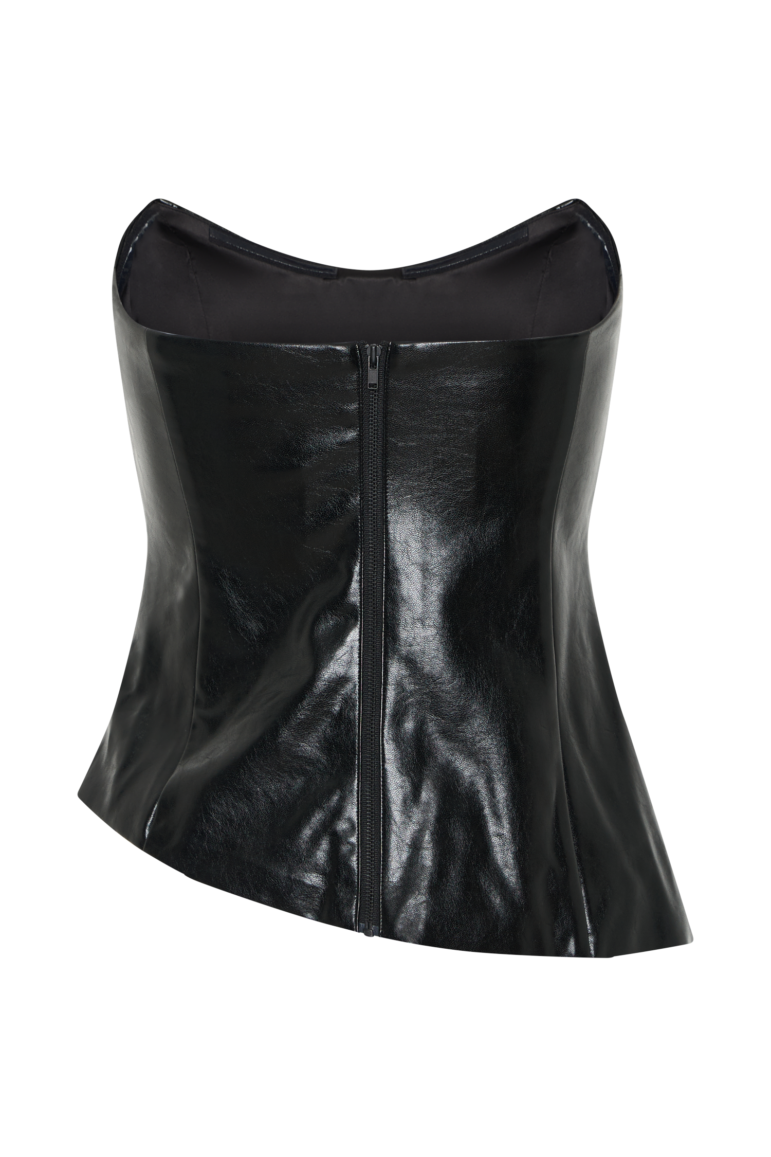 Allana Faux Leather Strapless Top - Black